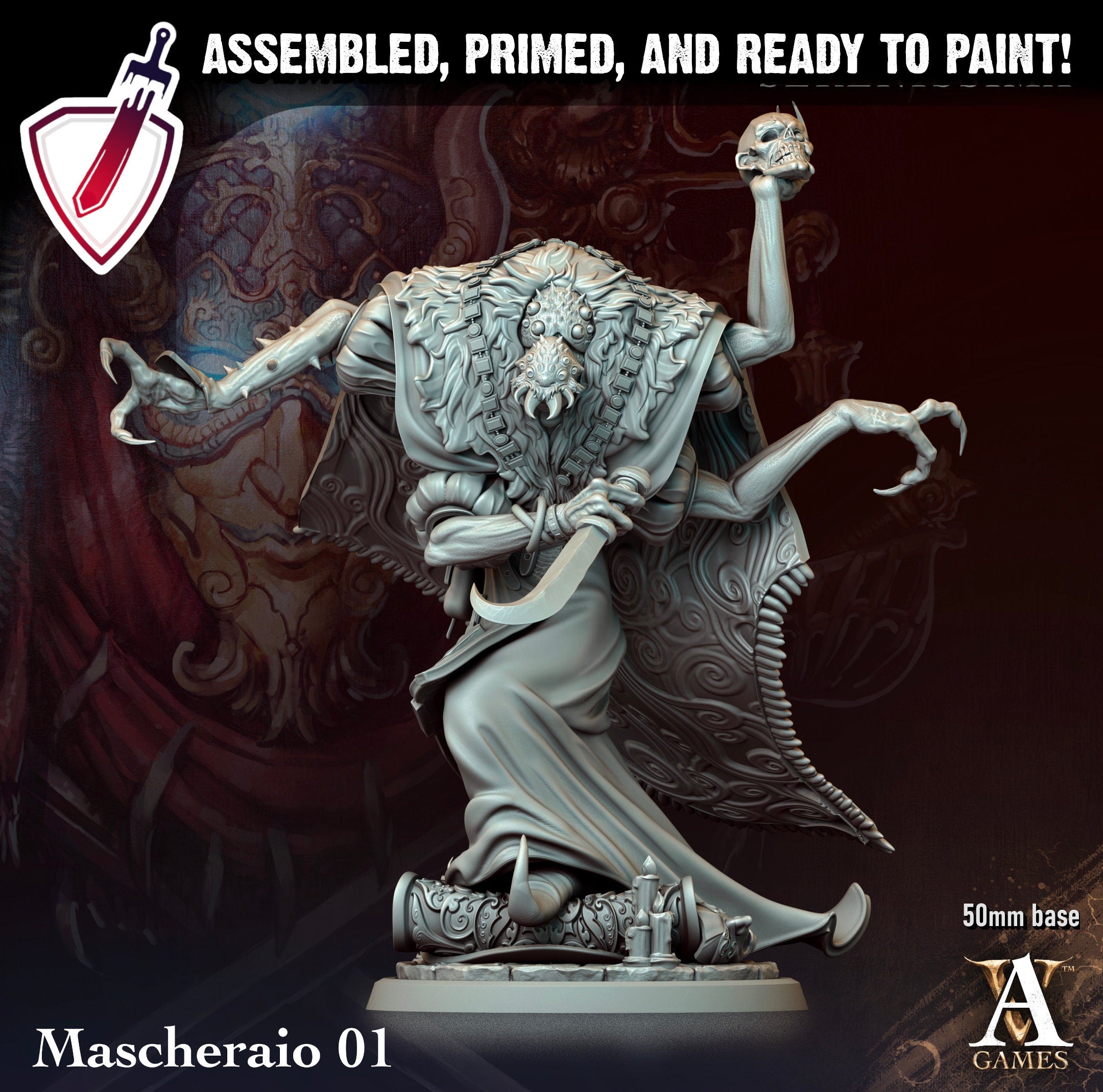 Mascheraio | Miniatures by Archvillain Games | Resin Mini for Tabletop Gaming, D&D, Pathfinder, and Painting | Assembled and Primed - Brush and Battle