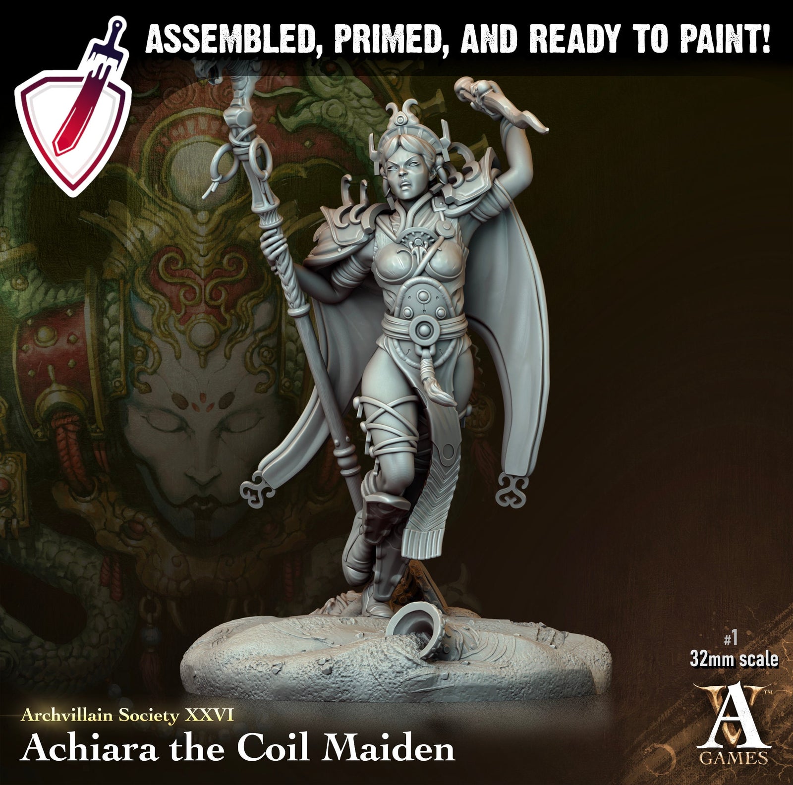 Heroes Vol. XXVI | Miniatures by Archvillain Games | Resin mini for tabletop gaming, D&D, Pathfinder, painting | Assembled and Primed - Brush and Battle