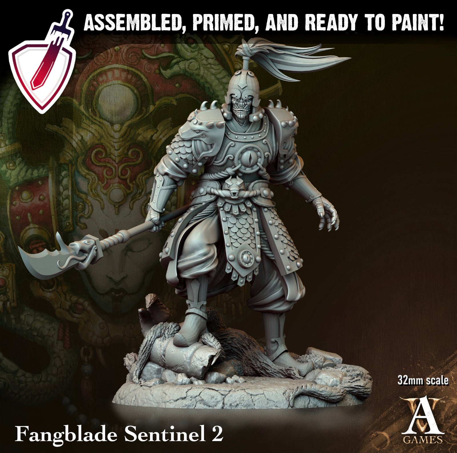 Fangblade Sentinel | Miniatures by Archvillain Games | Resin Mini for Tabletop Gaming, D&D, Pathfinder, and Painting | Assembled and Primed - Brush and Battle