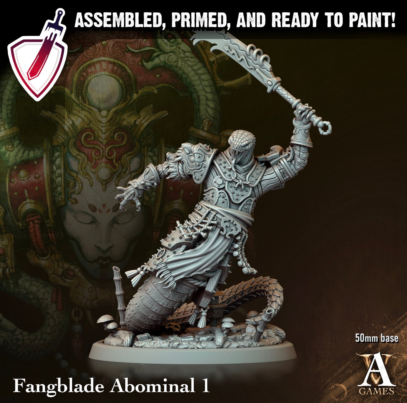 Fangblade Abominal | Miniatures by Archvillain Games | Resin Mini for Tabletop Gaming, D&D, Pathfinder, and Painting | Assembled and Primed - Brush and Battle
