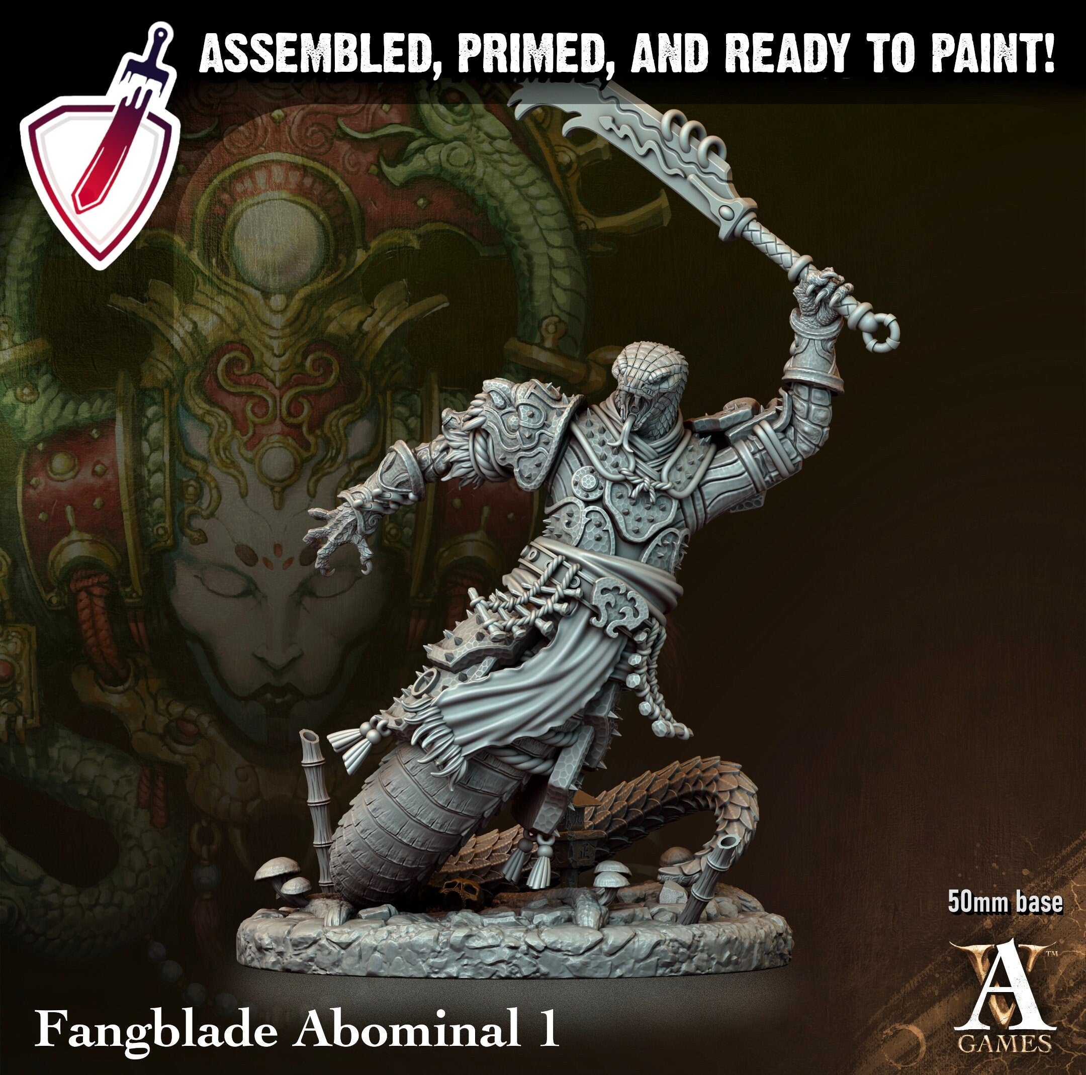 Fangblade Abominal | Miniatures by Archvillain Games | Resin Mini for Tabletop Gaming, D&D, Pathfinder, and Painting | Assembled and Primed - Brush and Battle