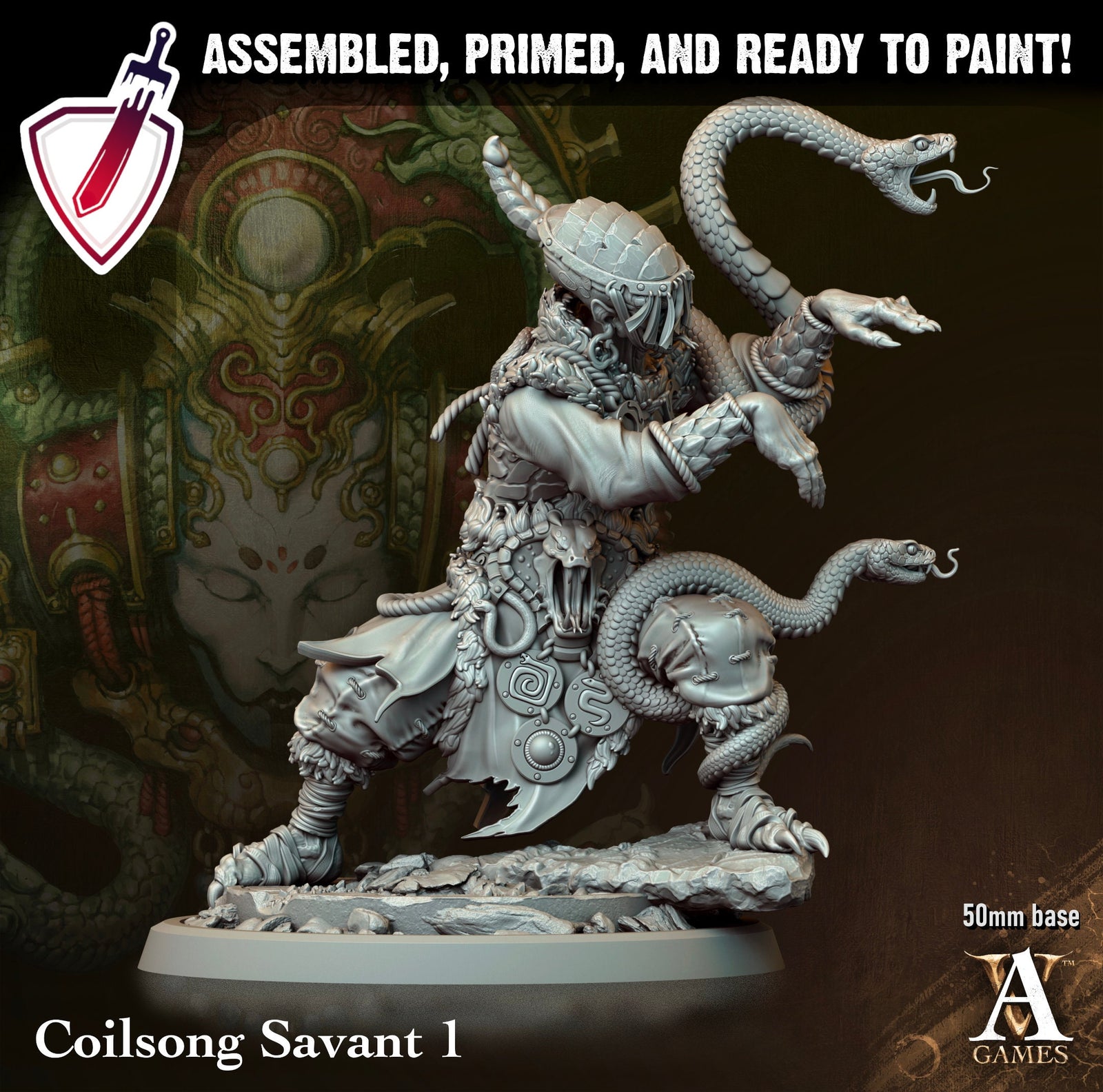 Coilsong Savant | Miniatures by Archvillain Games | Resin Mini for Tabletop Gaming, D&D, Pathfinder, and Painting | Assembled and Primed - Brush and Battle