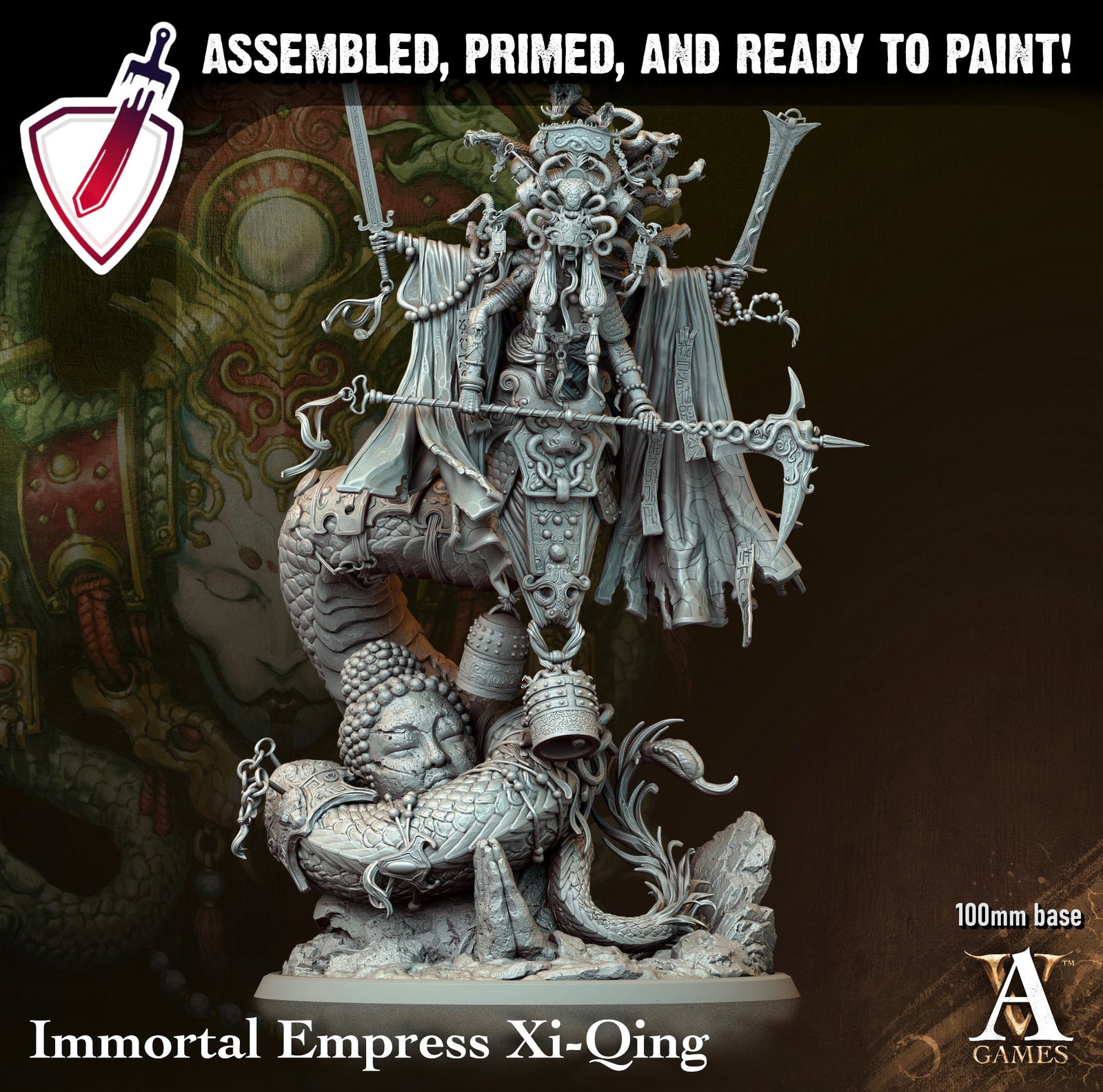 Immortal Empress | (Massive) Miniature by Archvillain Games | For Tabletop Gaming, D&D, Pathfinder, Wargames, Painting | Assembled + Primed - Brush and Battle