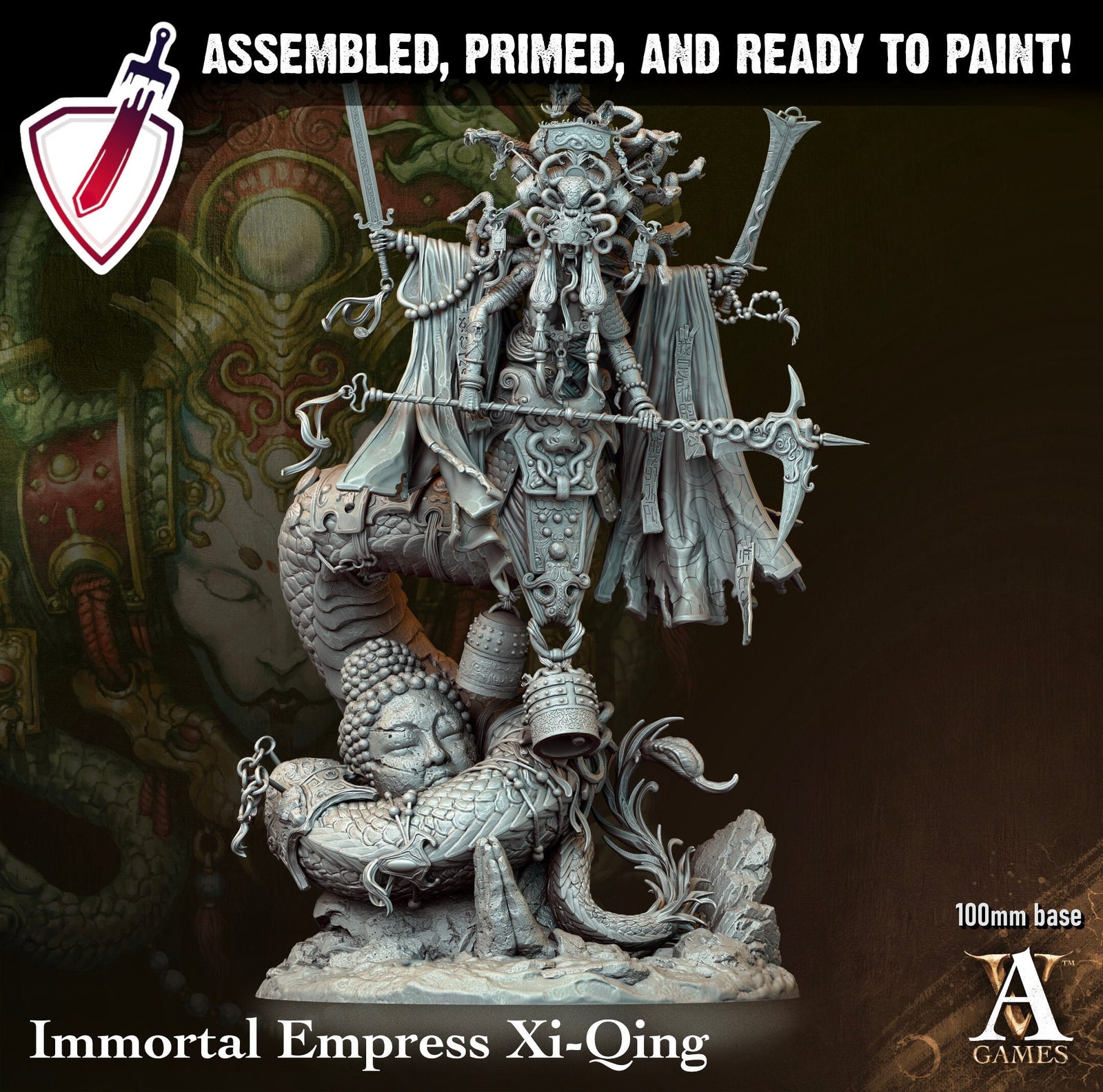 Immortal Empress | (Massive) Miniature by Archvillain Games | For Tabletop Gaming, D&D, Pathfinder, Wargames, Painting | Assembled + Primed - Brush and Battle