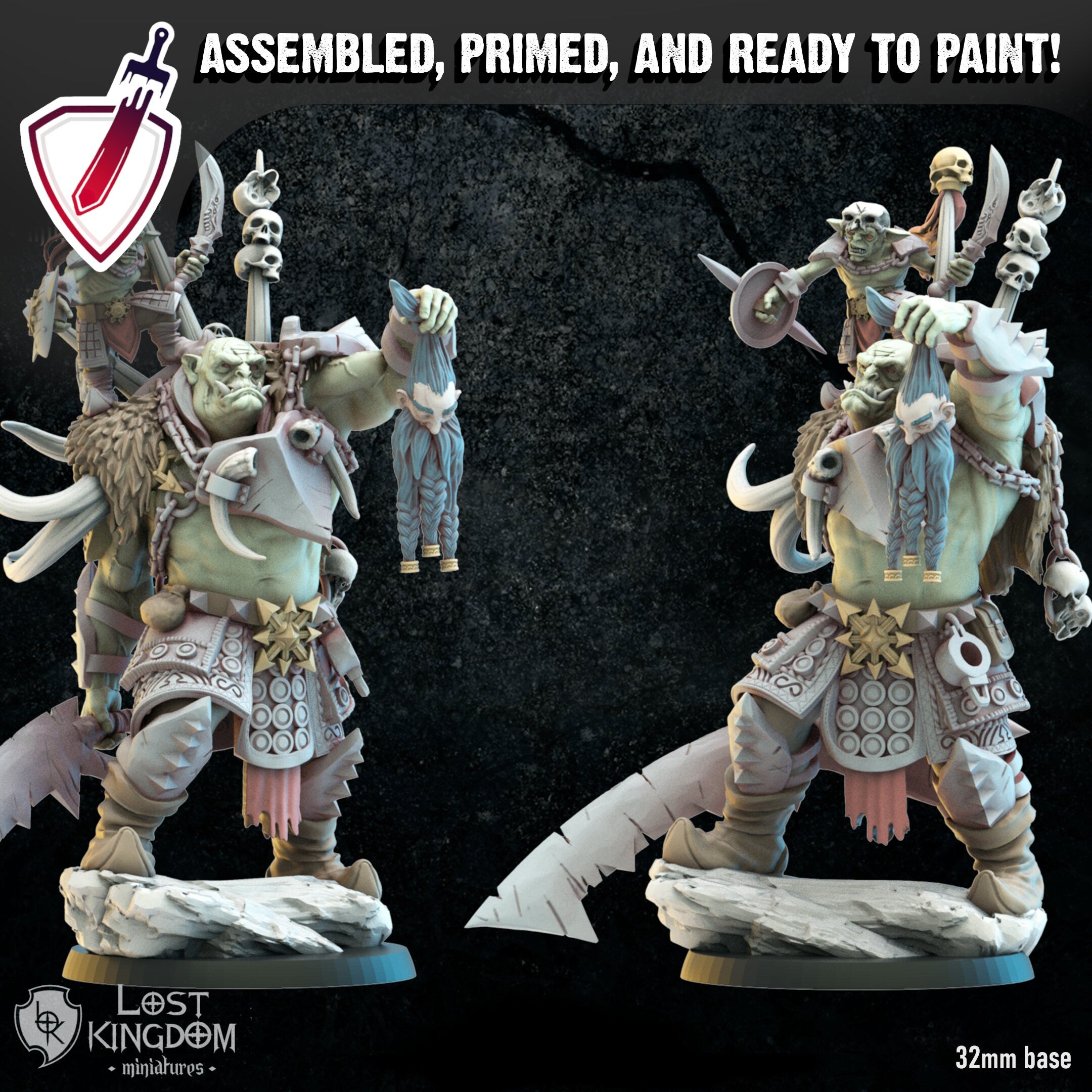 Uhur and Ofduk | Miniatures by Lost Kingdom | Resin Mini For Tabletop Gaming, D&D, Pathfinder, Wargames, and Painting | Assembled and Primed - Brush and Battle