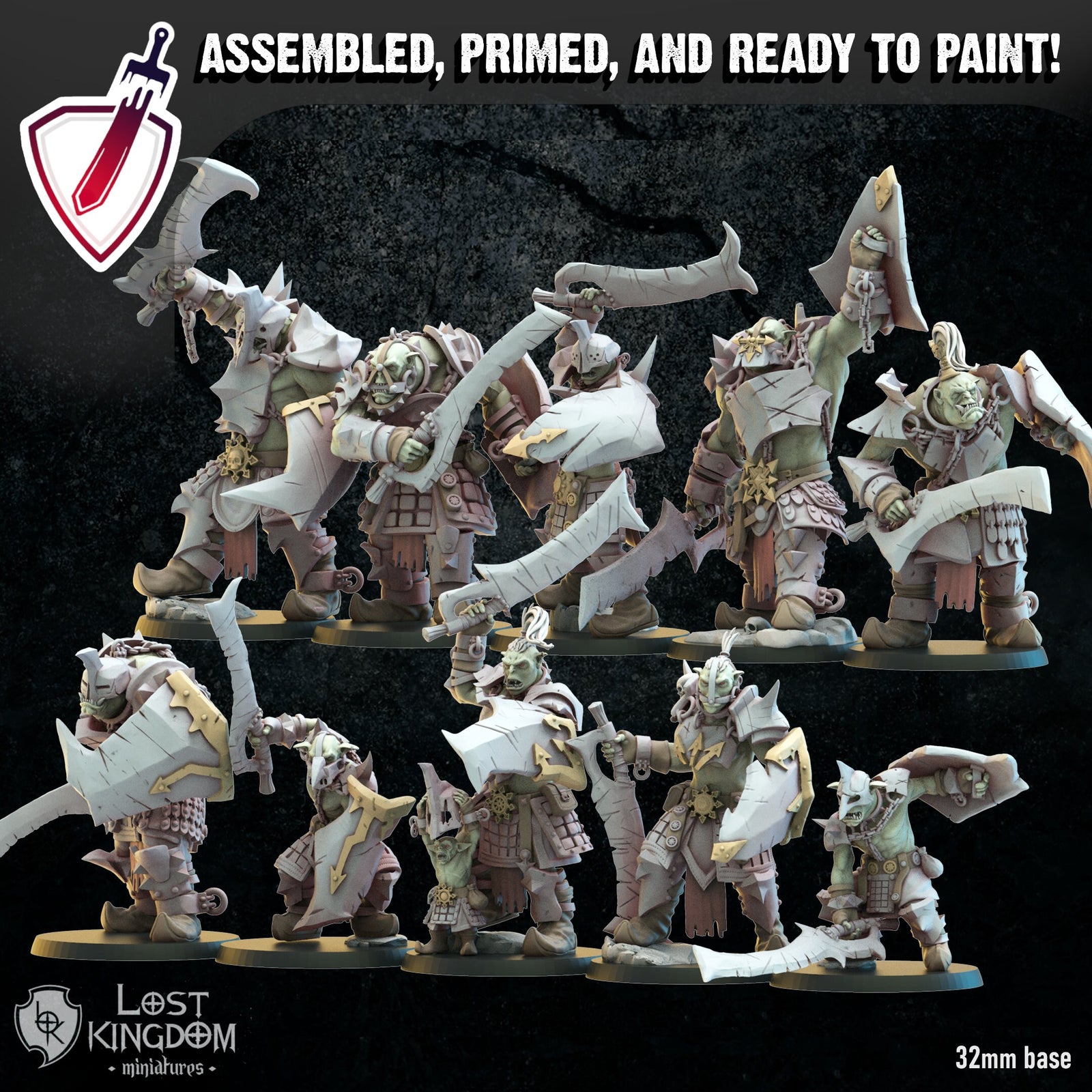 Urk Regiment | Miniatures by Lost Kingdom | Resin Mini For Tabletop Gaming, D&D, Pathfinder, Wargames, and Painting | Assembled and Primed - Brush and Battle