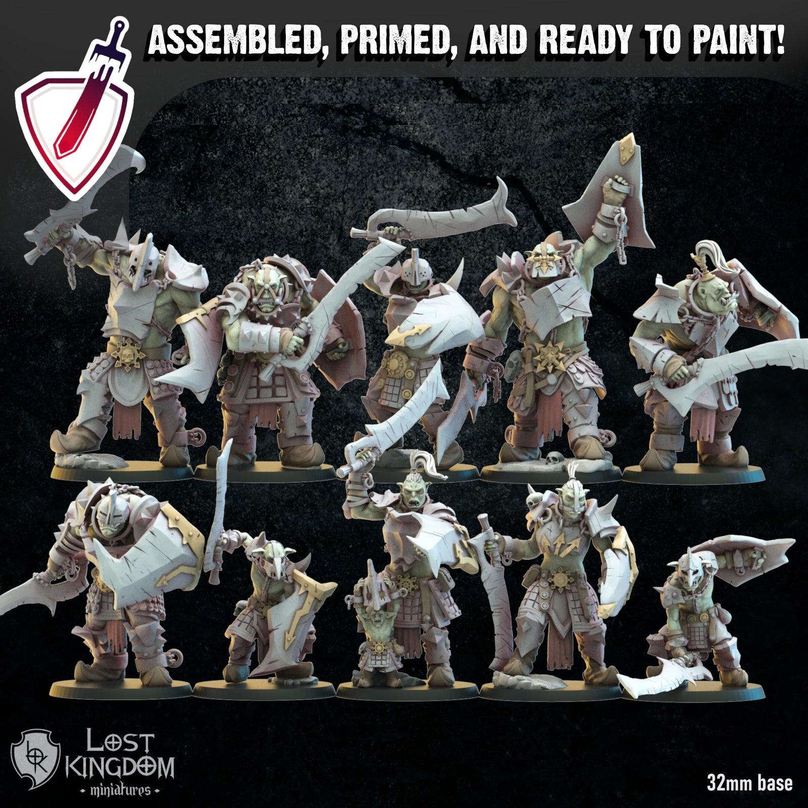 Urk Regiment | Miniatures by Lost Kingdom | Resin Mini For Tabletop Gaming, D&D, Pathfinder, Wargames, and Painting | Assembled and Primed - Brush and Battle