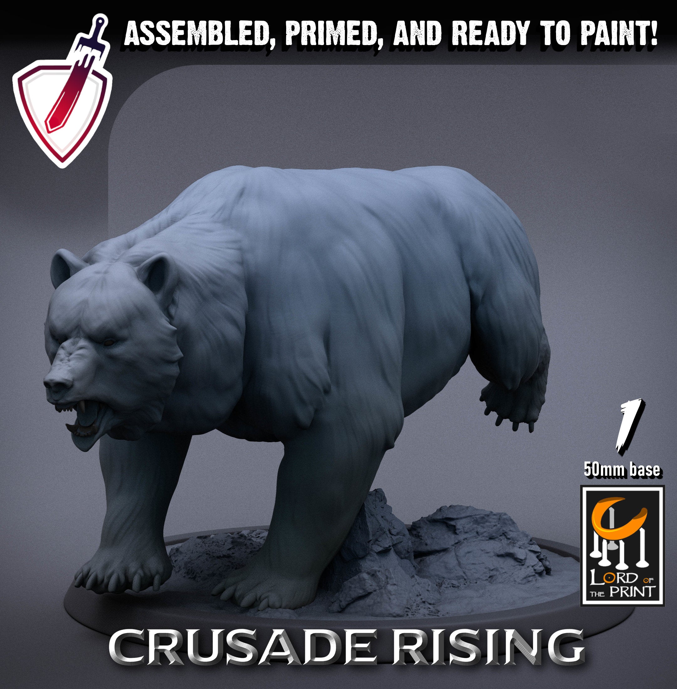 Wild Templar Bears | Miniatures by Lord of the Print | Resin mini for tabletop gaming, D&D, Pathfinder, and painting | Assembled and Primed - Brush and Battle