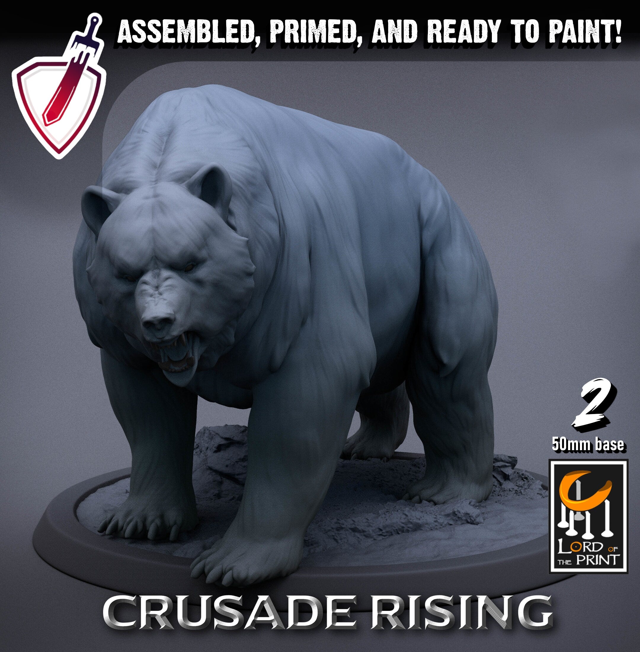 Wild Templar Bears | Miniatures by Lord of the Print | Resin mini for tabletop gaming, D&D, Pathfinder, and painting | Assembled and Primed - Brush and Battle