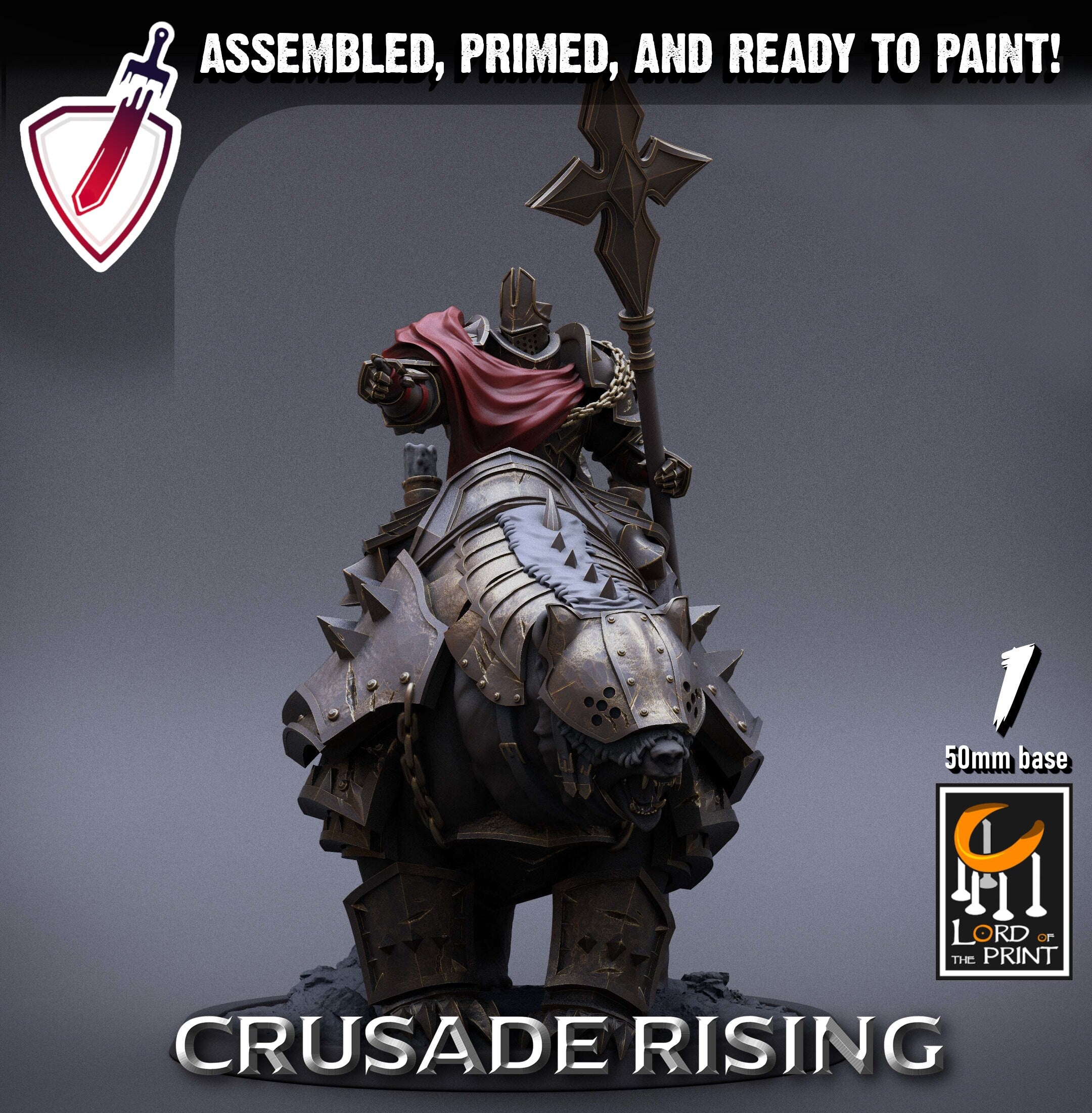 Mounted Templars | Miniatures by Lord of the Print | Resin Mini for Tabletop Gaming, D&D, Pathfinder, Painting | Assembled and Primed - Brush and Battle