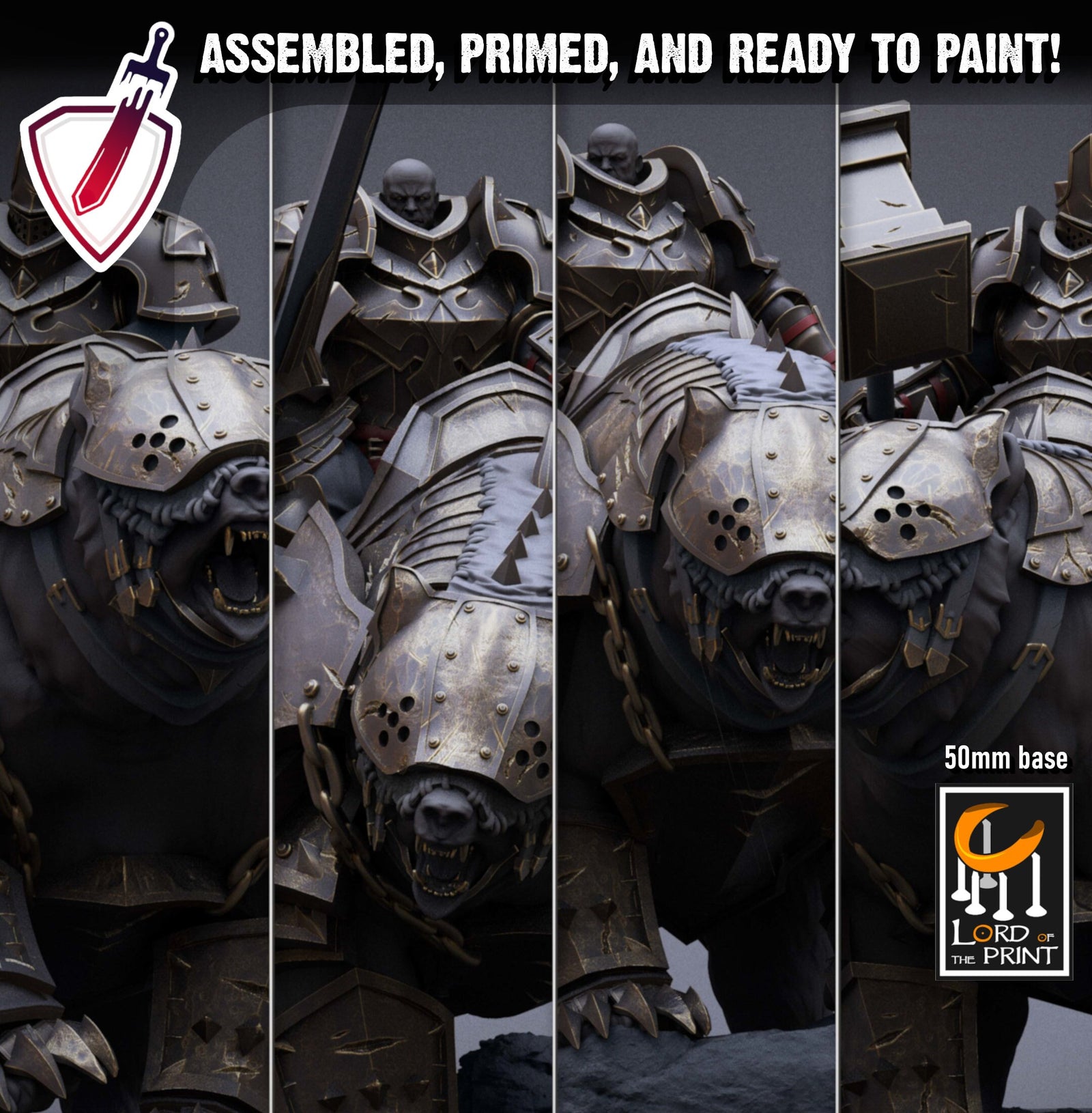 Mounted Templars | Miniatures by Lord of the Print | Resin Mini for Tabletop Gaming, D&D, Pathfinder, Painting | Assembled and Primed - Brush and Battle