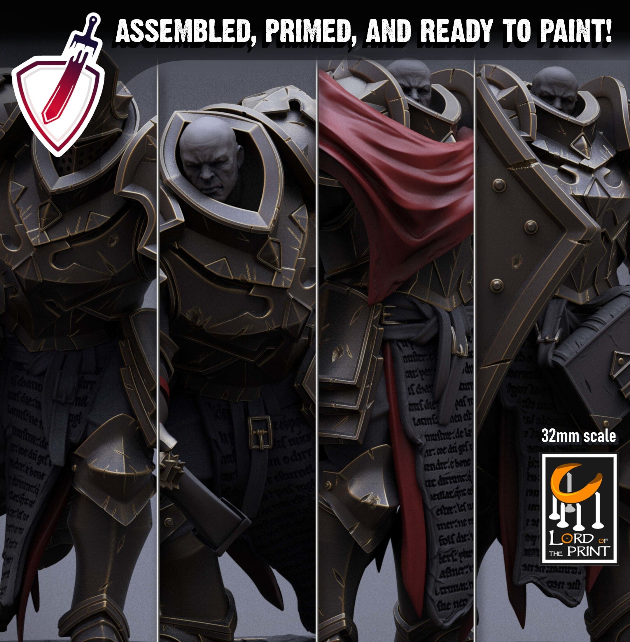 Templar Infantry - Flail | Miniatures by Lord of the Print | Resin Mini for Tabletop Gaming, D&D, Pathfinder, Painting | Assembled + Primed - Brush and Battle