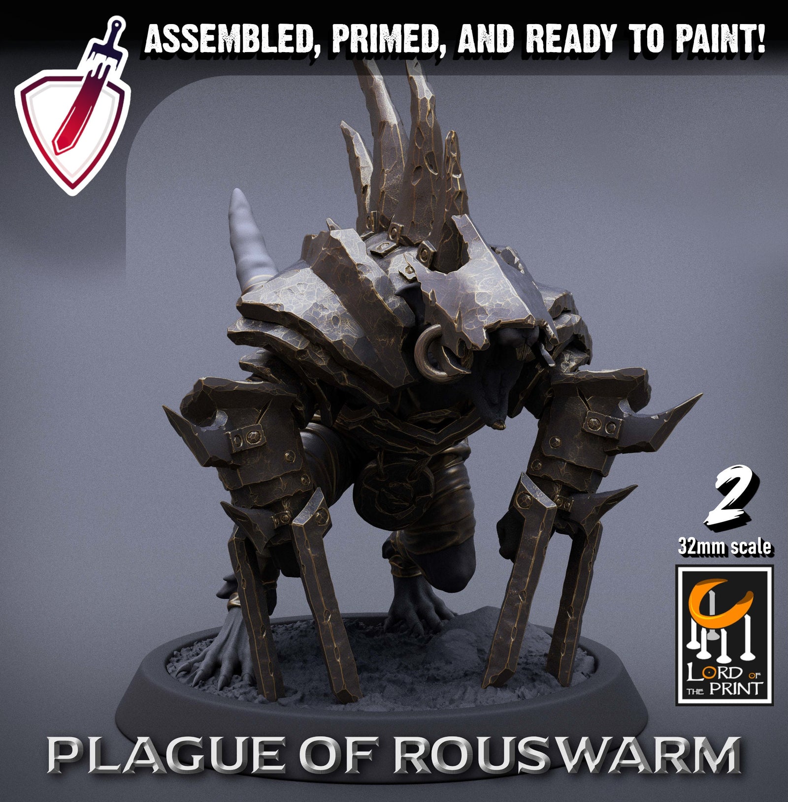 Infantry Rats - Berserkers | Miniatures by Lord of the Print | Resin Mini for Tabletop Gaming, D&D, Pathfinder, Painting | Assembled+Primed - Brush and Battle