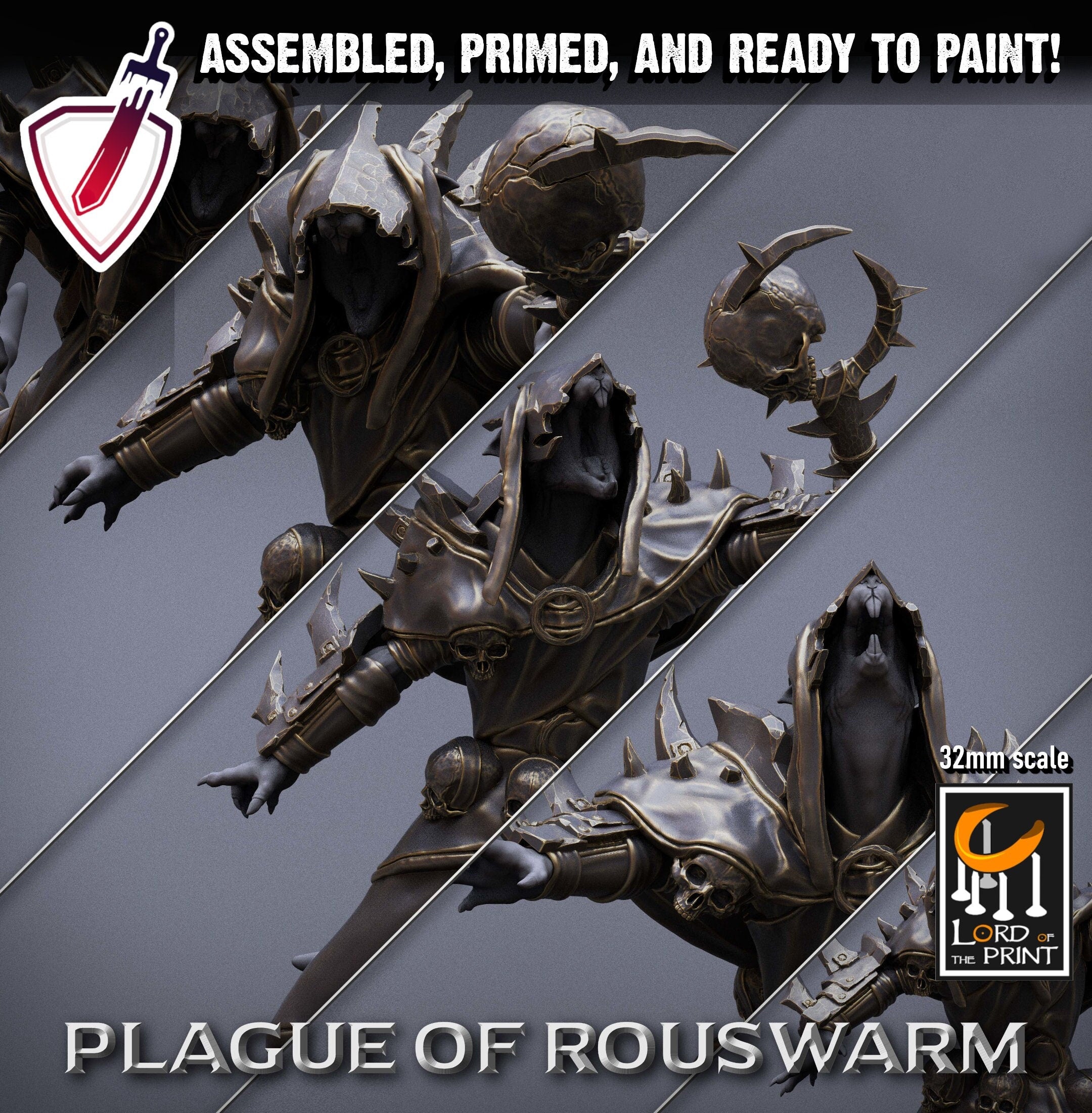Infantry Rats - Priests | Miniatures by Lord of the Print | Resin Mini for Tabletop Gaming, D&D, Pathfinder, Painting | Assembled+Primed - Brush and Battle
