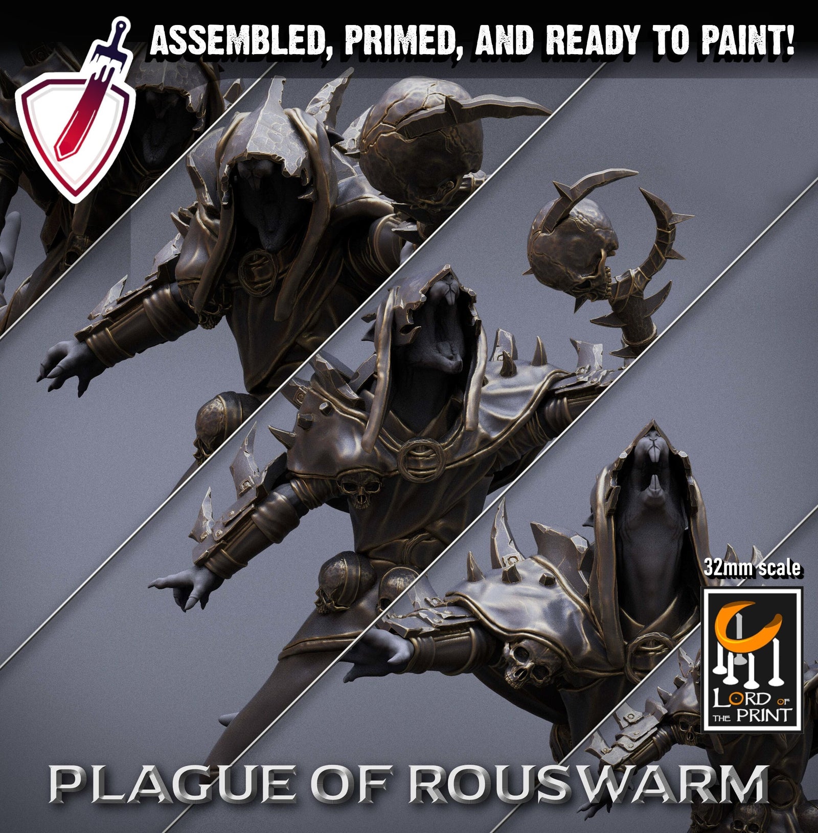 Infantry Rats - Priests | Miniatures by Lord of the Print | Resin Mini for Tabletop Gaming, D&D, Pathfinder, Painting | Assembled+Primed - Brush and Battle