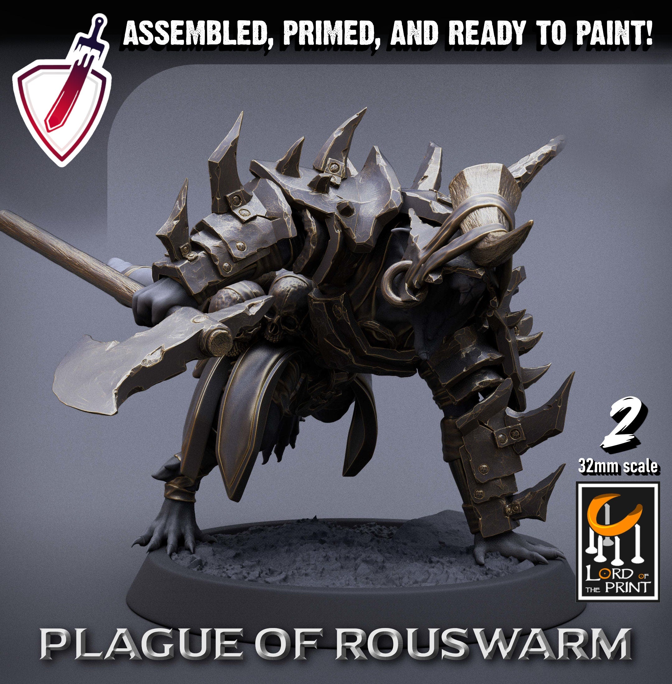 Infantry Rats - Warriors | Miniatures by Lord of the Print | Resin Mini for Tabletop Gaming, D&D, Pathfinder, Painting | Assembled+Primed - Brush and Battle