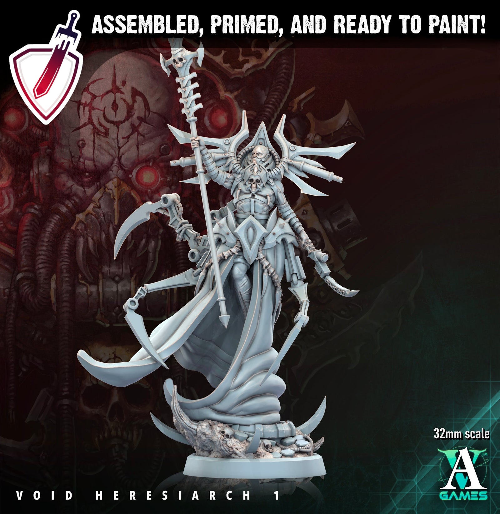 Void Heresiarch | Miniatures by Archvillain Games | Resin Mini for Tabletop Gaming, D&D, Wargaming, Painting | Assembled and Primed - Brush and Battle