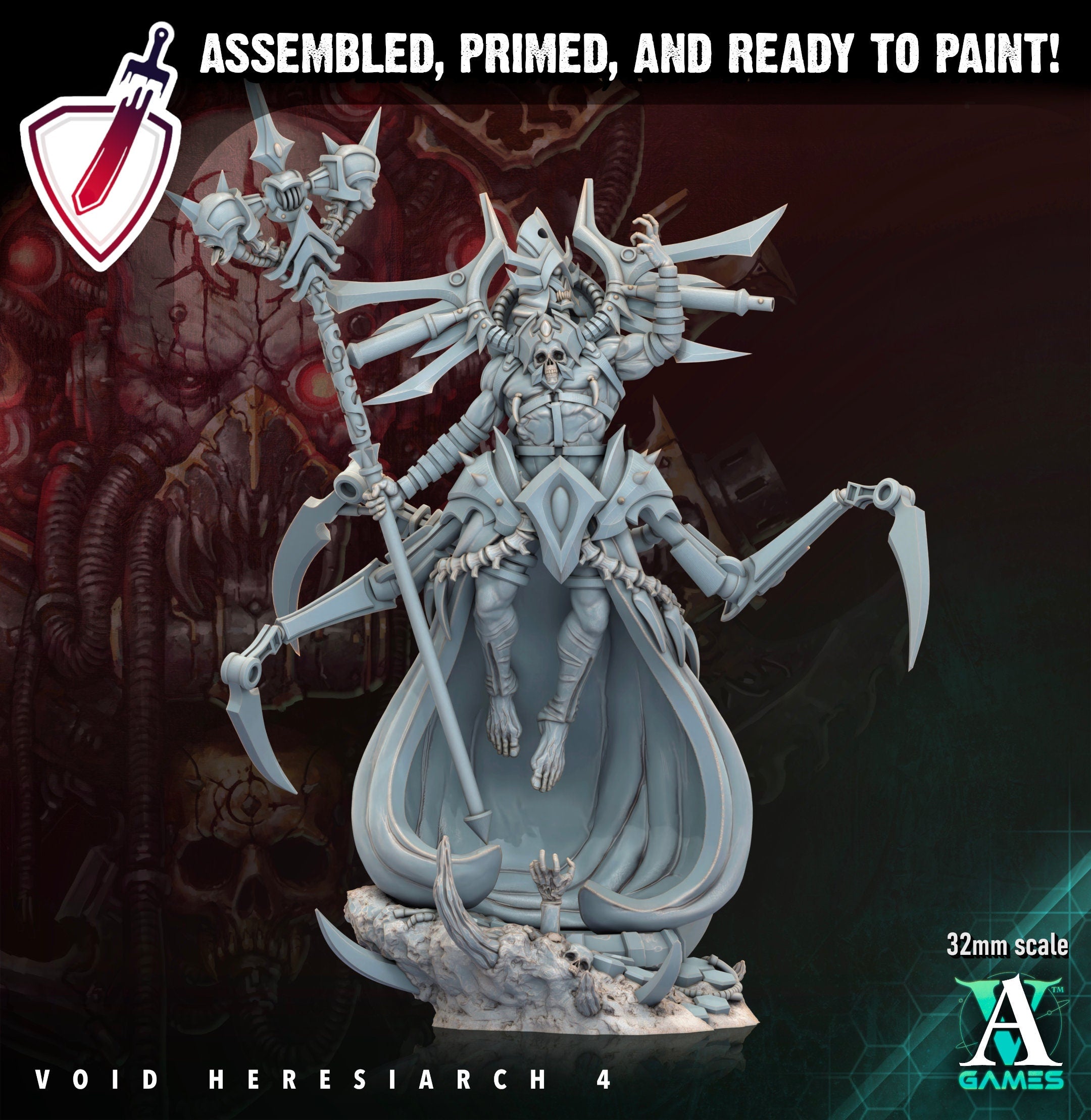 Void Heresiarch | Miniatures by Archvillain Games | Resin Mini for Tabletop Gaming, D&D, Wargaming, Painting | Assembled and Primed - Brush and Battle