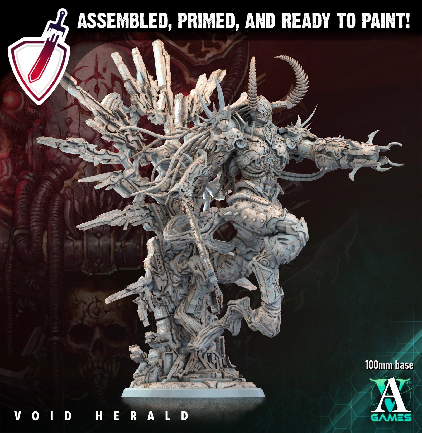 The Void Herald | (Massive) Miniature by Archvillain Games | Resin Mini for Tabletop Gaming, D&D, Wargaming, Painting | Assembled and Primed - Brush and Battle
