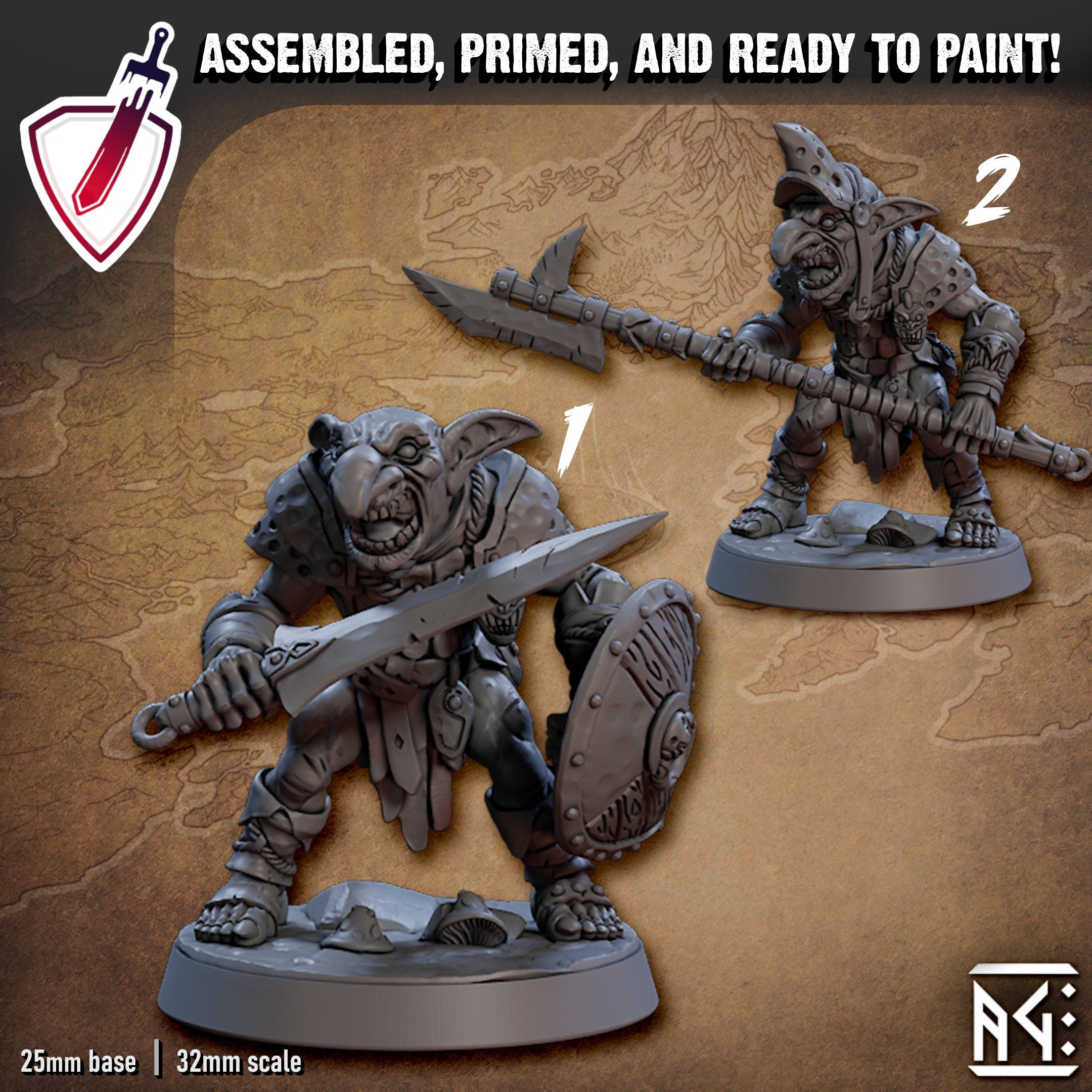 Faldorn Goblins | Miniatures by Artisan Guild | Resin Mini for Tabletop Gaming, D&D, Pathfinder, and Painting | Assembled and Primed - Brush and Battle