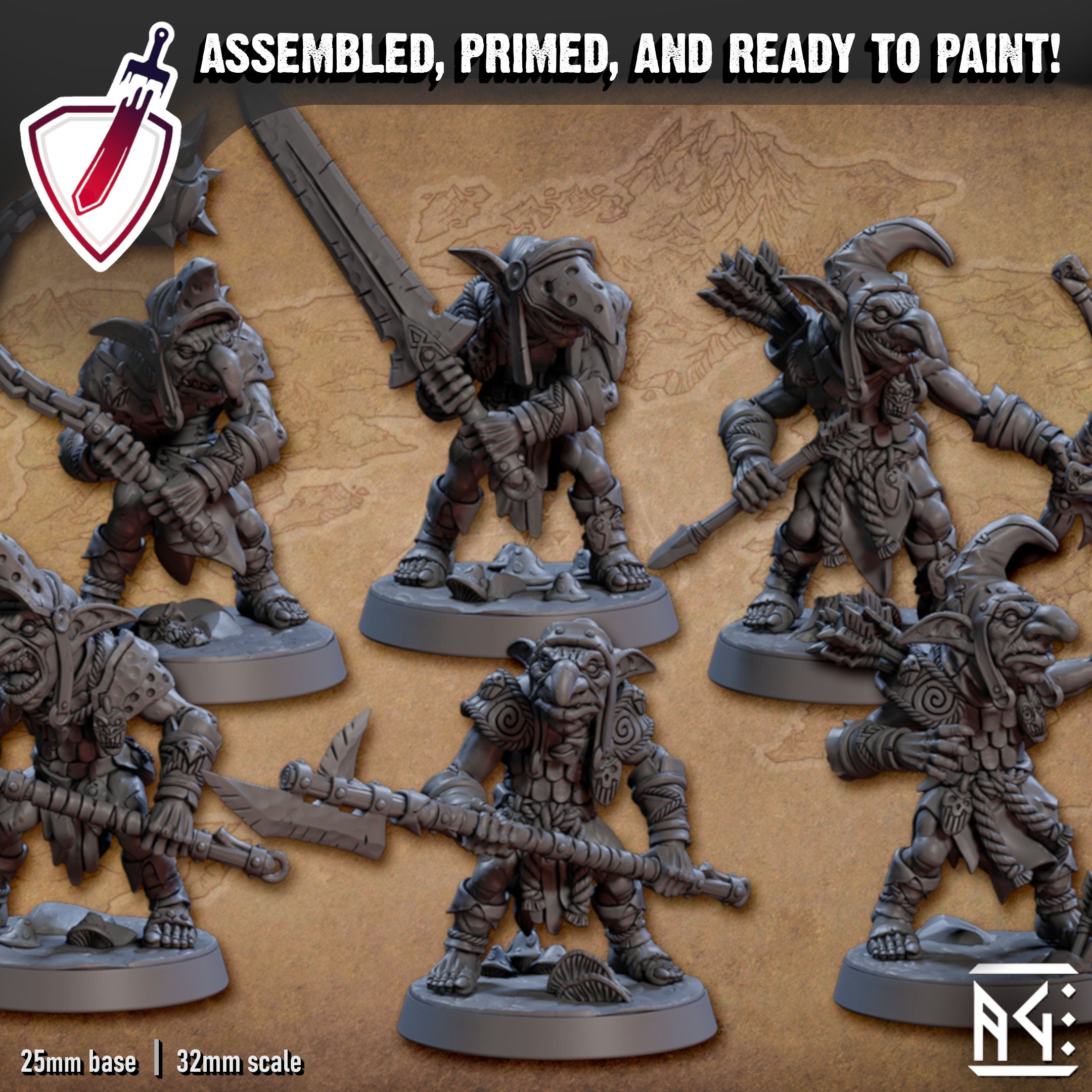 Faldorn Goblins | Miniatures by Artisan Guild | Resin Mini for Tabletop Gaming, D&D, Pathfinder, and Painting | Assembled and Primed - Brush and Battle