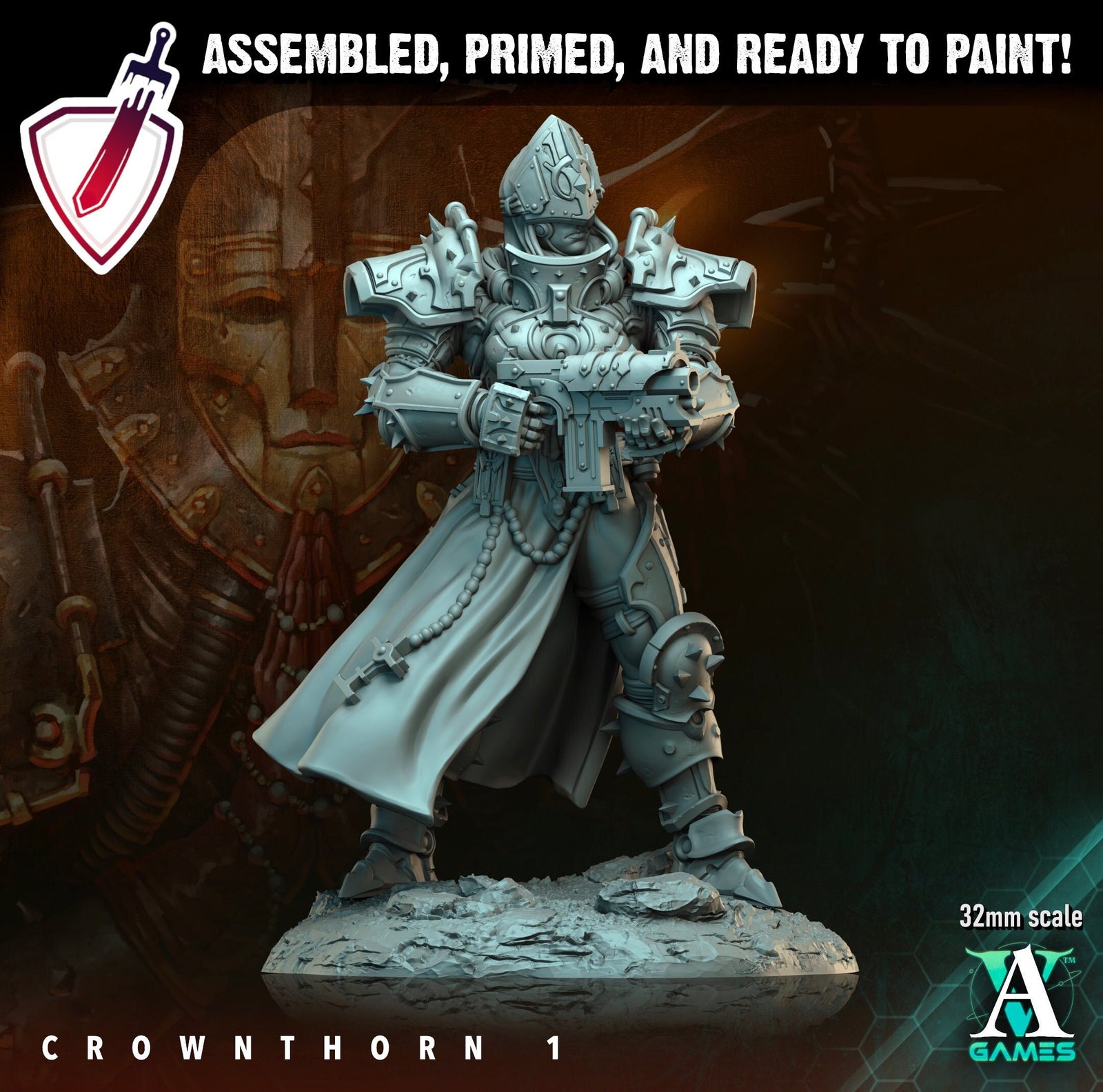 Crownthorn | Miniatures by Archvillain Games | Resin Mini for Tabletop Gaming, D&D, Wargaming, and Painting | Assembled and Primed - Brush and Battle