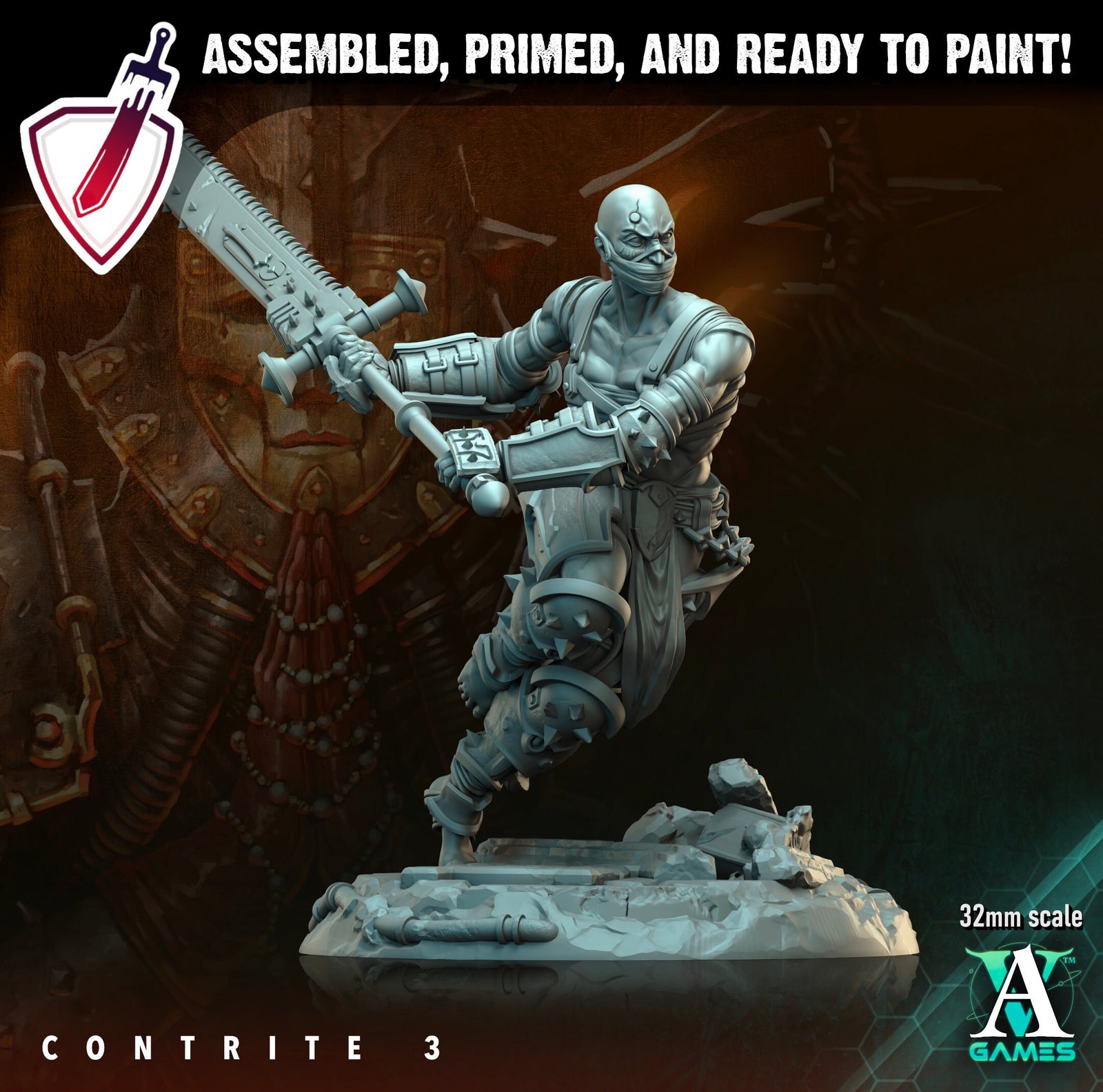 Contrite | Miniatures by Archvillain Games | Resin Mini for Tabletop Gaming, D&D, Wargaming, and Painting | Assembled and Primed - Brush and Battle