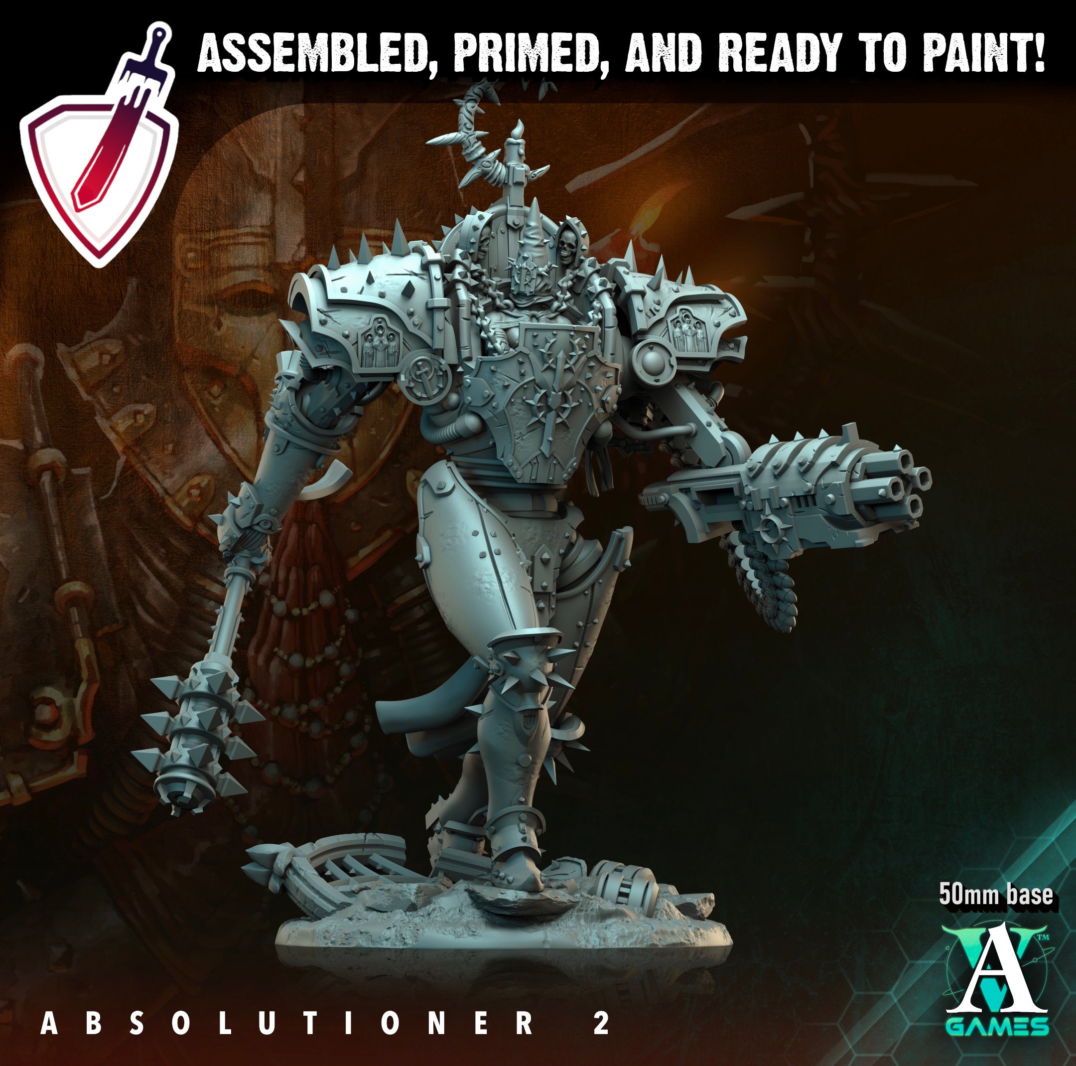 Absolutioner | Miniatures by Archvillain Games | Resin Mini for Tabletop Gaming, D&D, Wargaming, and Painting | Assembled and Primed - Brush and Battle