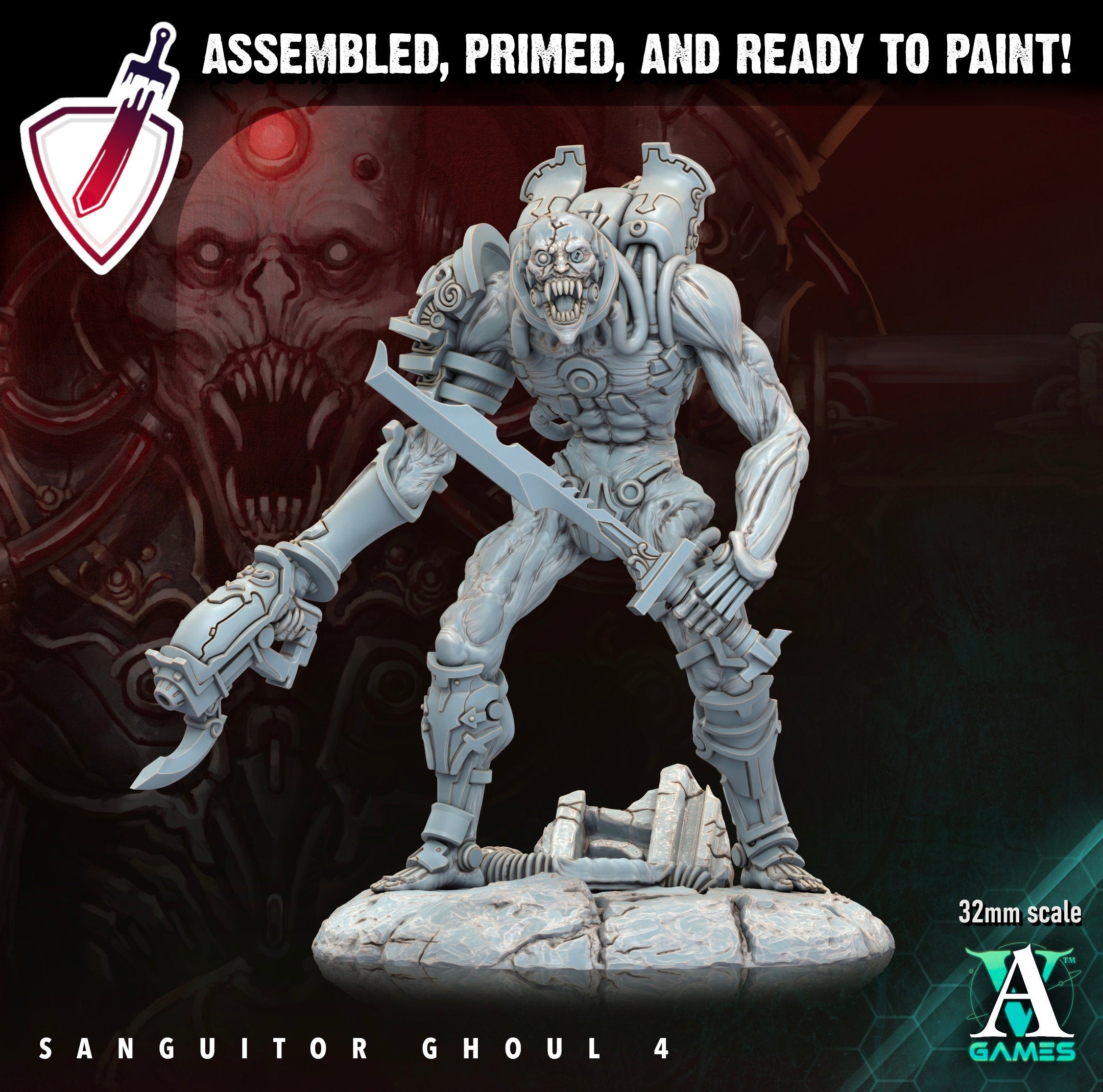 Sanguitor Ghouls | Miniatures by Archvillain Games | Resin Mini for Tabletop Gaming, D&D, Wargaming, Painting | Assembled and Primed - Brush and Battle