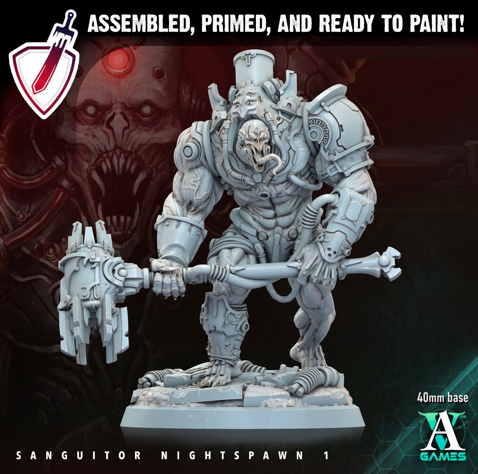 Sanguitor Nightspawn | Miniatures by Archvillain Games | Resin Mini for Tabletop Gaming, D&D, Wargaming, Painting | Assembled and Primed - Brush and Battle