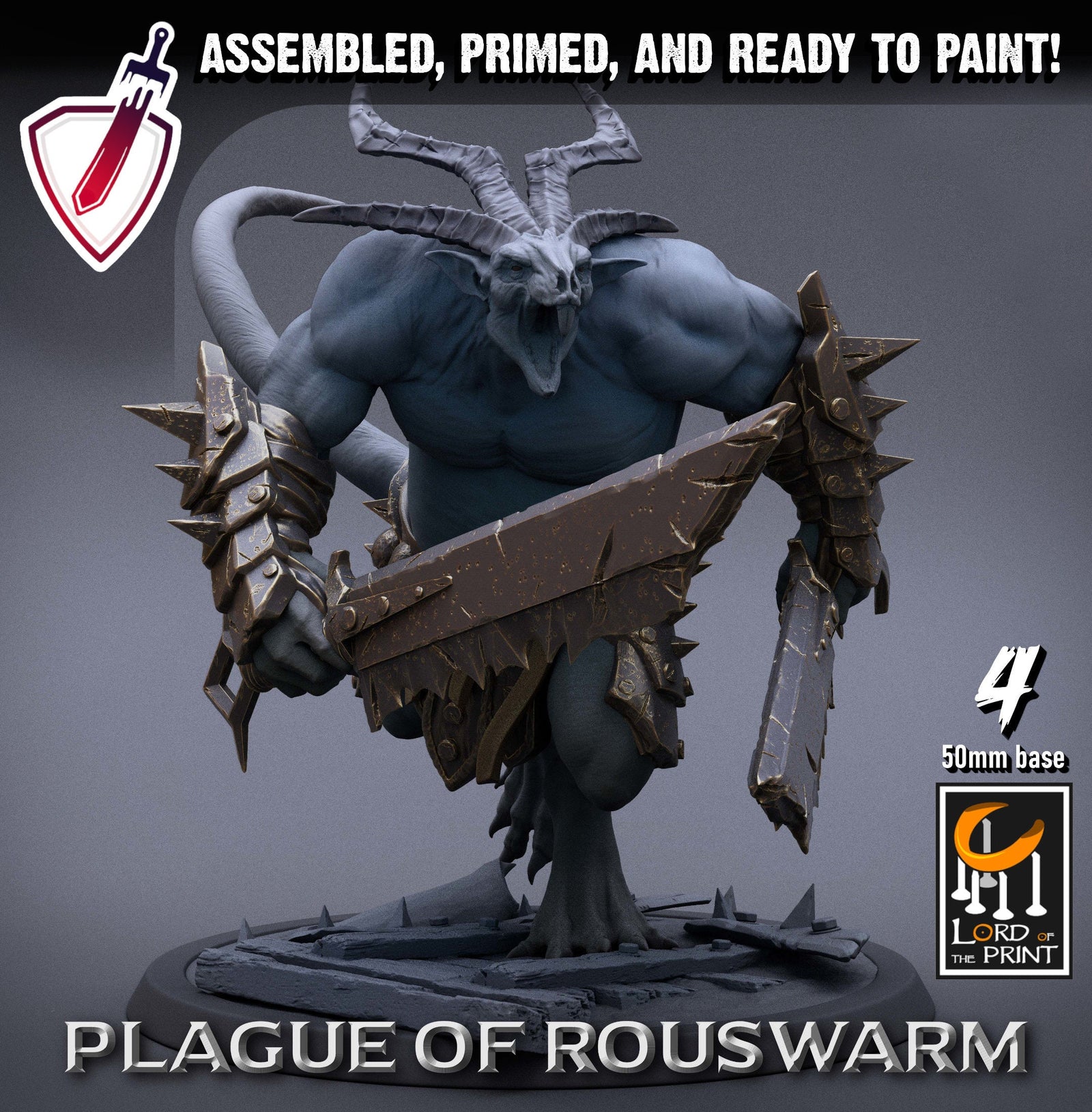 Heavy Rats | Miniatures by Lord of the Print | Resin Mini for Tabletop Gaming, D&D, Pathfinder, and Painting | Assembled and Primed - Brush and Battle