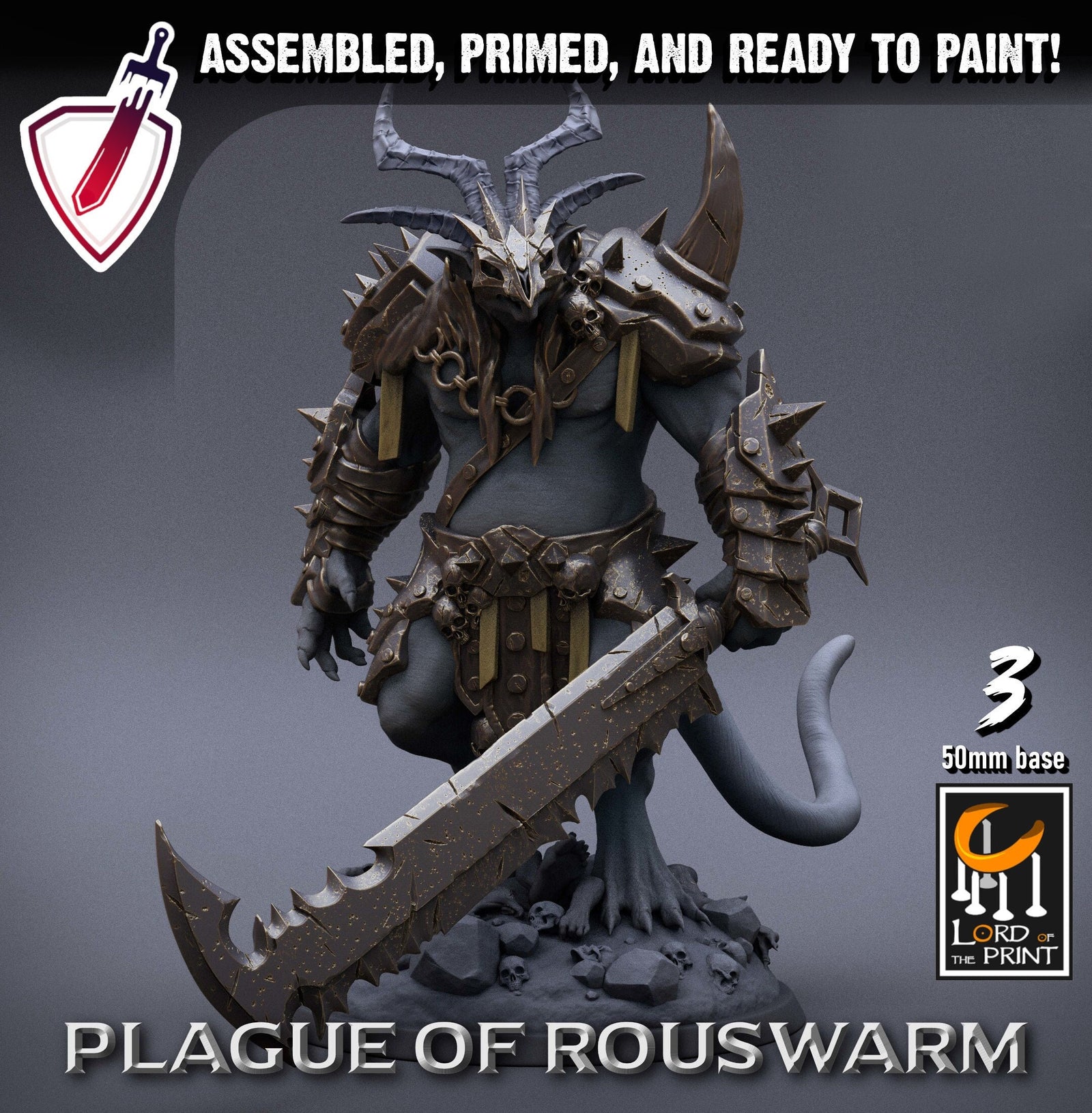 Heavy Rats | Miniatures by Lord of the Print | Resin Mini for Tabletop Gaming, D&D, Pathfinder, and Painting | Assembled and Primed - Brush and Battle