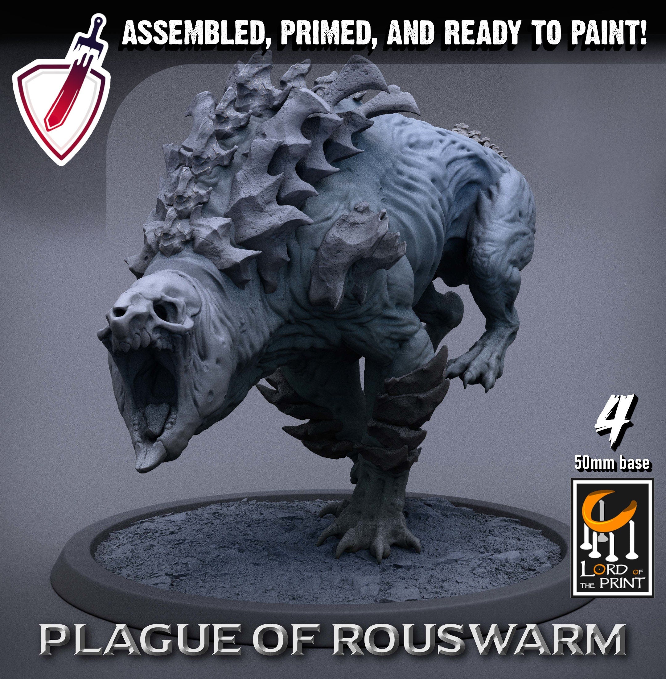 Wild Plague Rats | Miniatures by Lord of the Print | Resin Mini for Tabletop Gaming, D&D, Pathfinder, and Painting | Assembled and Primed - Brush and Battle
