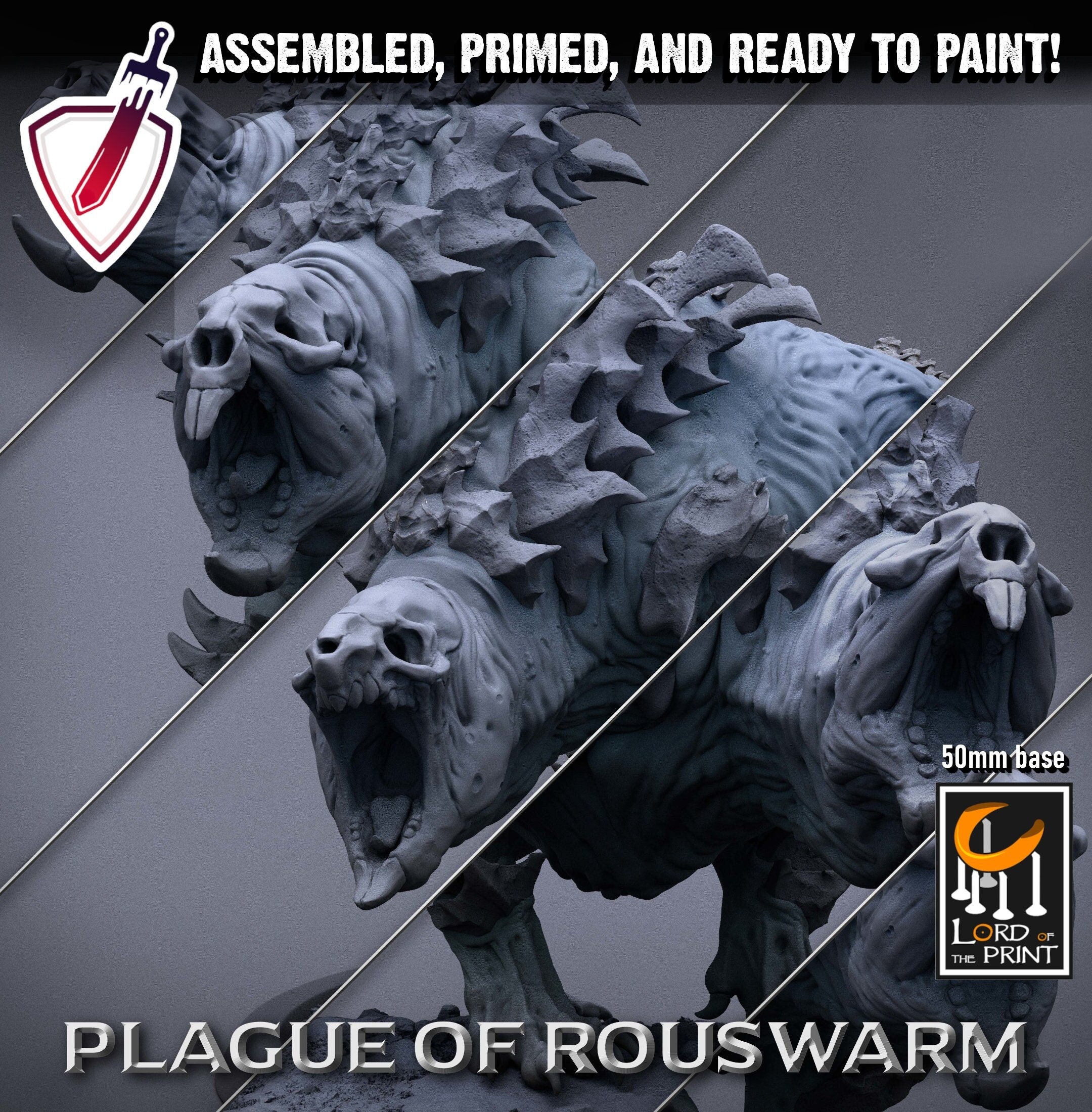 Wild Plague Rats | Miniatures by Lord of the Print | Resin Mini for Tabletop Gaming, D&D, Pathfinder, and Painting | Assembled and Primed - Brush and Battle