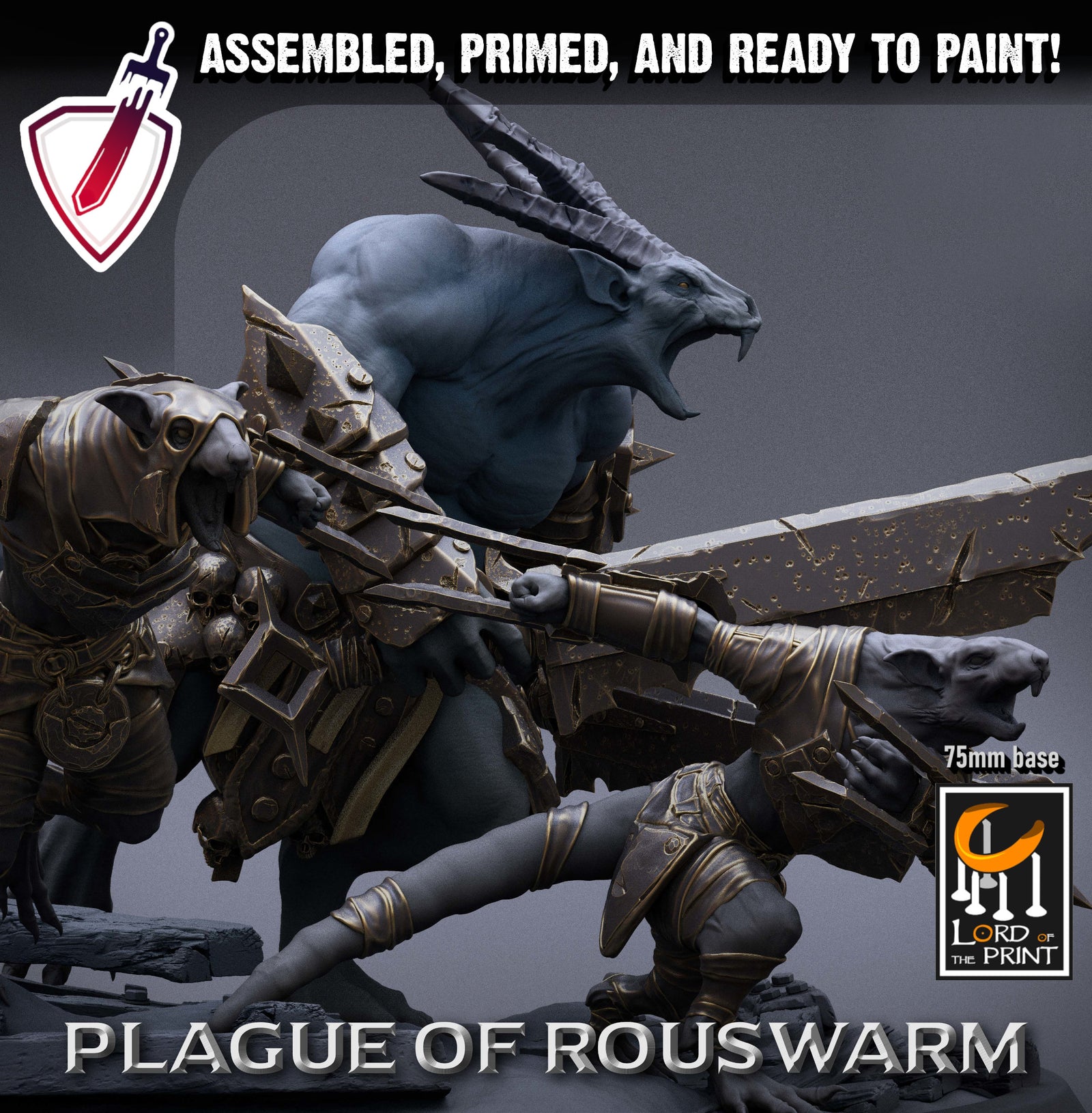 Heavy Rat Crew | Miniature by Lord of the Print | Resin Mini for Tabletop Gaming, D&D, Pathfinder, and Painting | Assembled and Primed - Brush and Battle