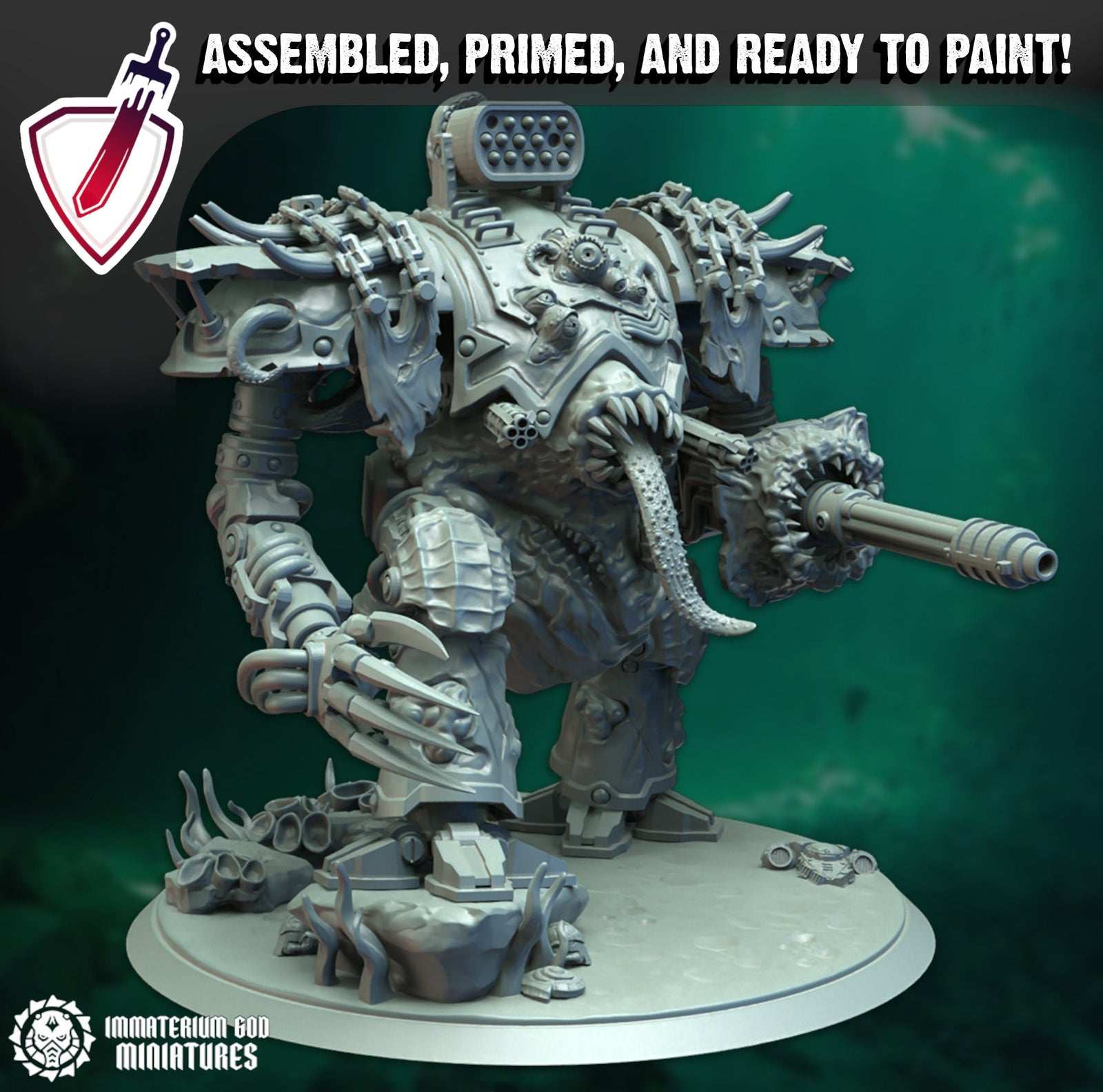 Abyssal Knight | Two Sizes | Miniature by Immaterium God | Resin Mini for Tabletop Gaming, D&D, Wargaming, Painting | Assembled and Primed - Brush and Battle