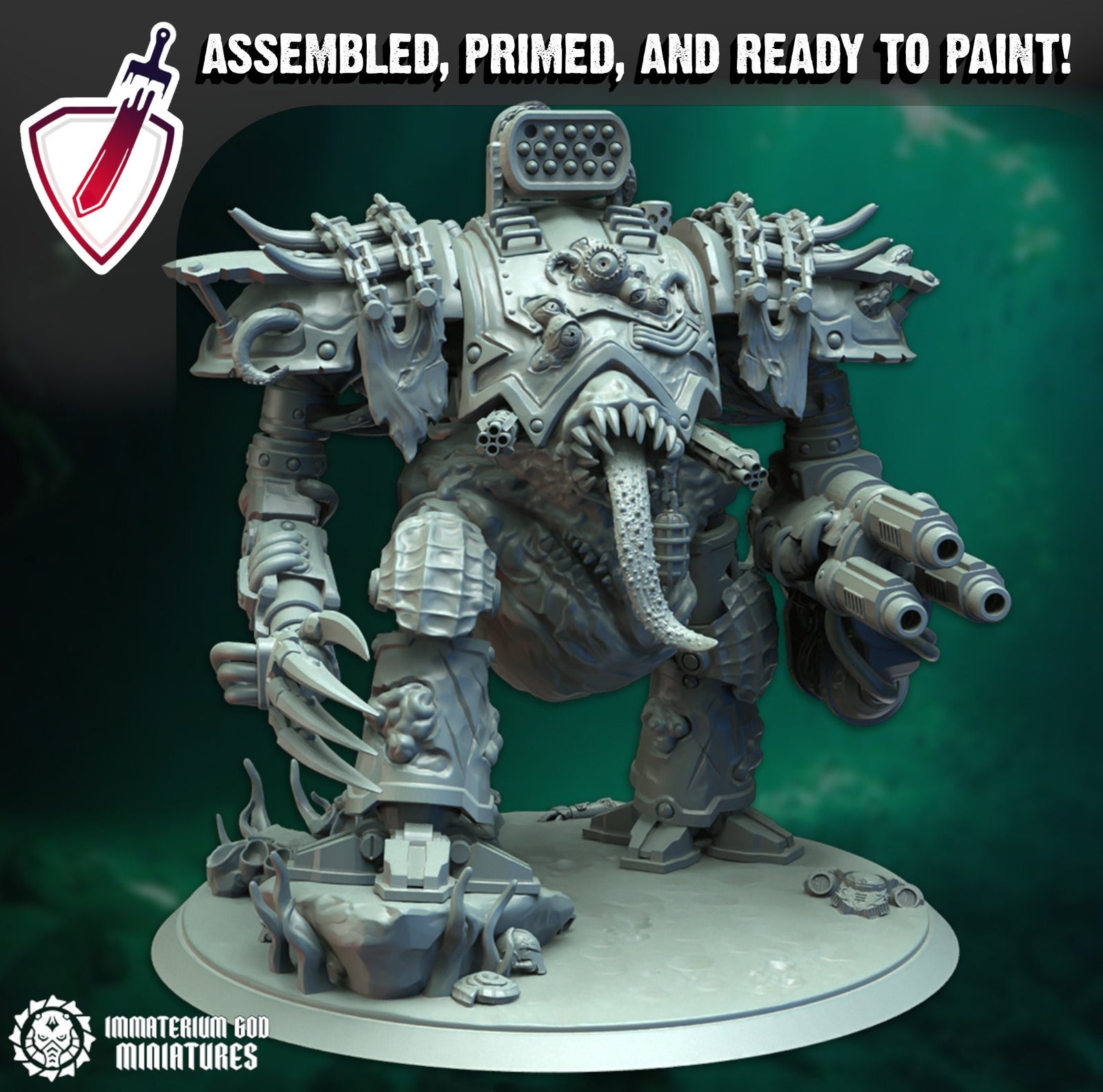 Abyssal Knight | Two Sizes | Miniature by Immaterium God | Resin Mini for Tabletop Gaming, D&D, Wargaming, Painting | Assembled and Primed - Brush and Battle