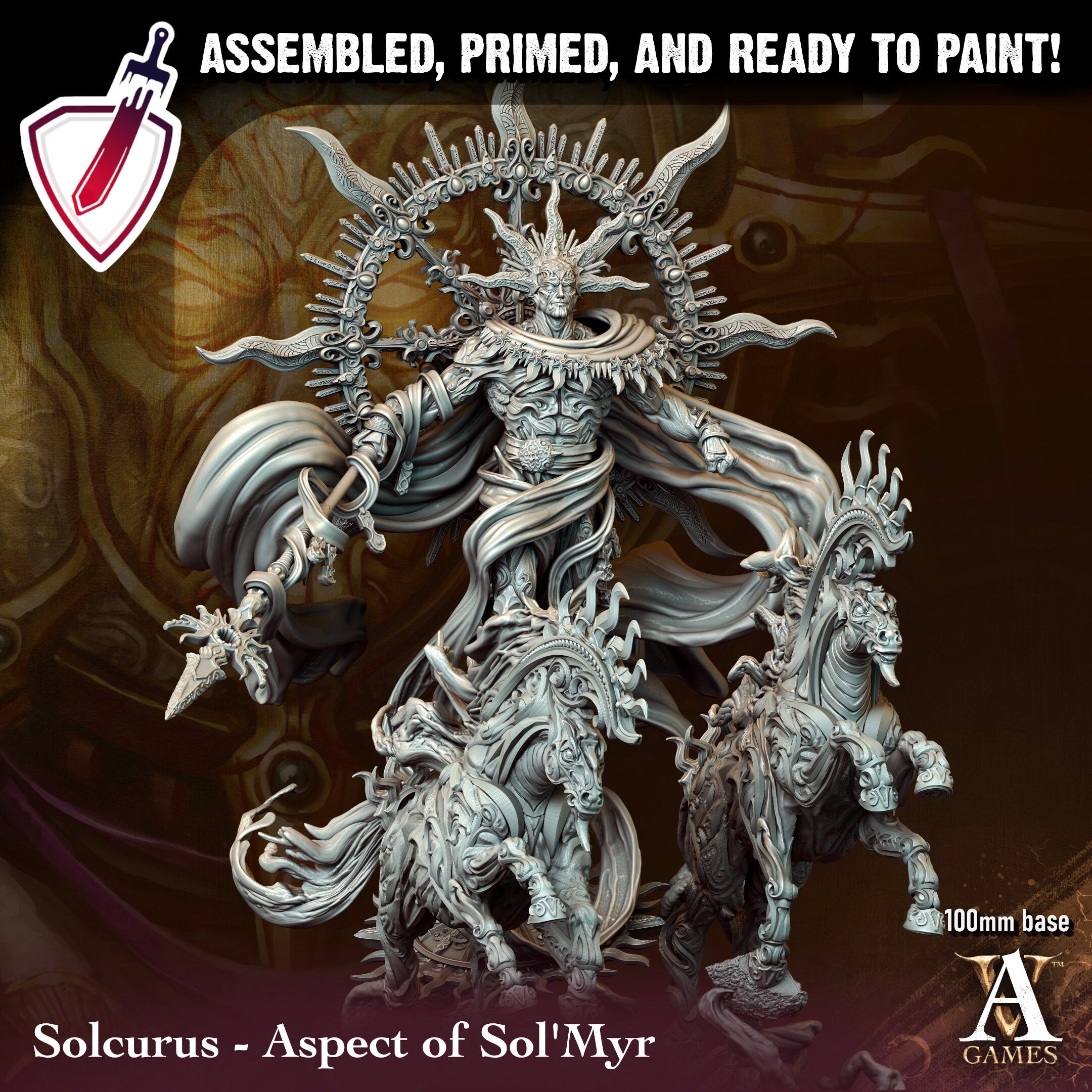 Aspect of Sol Myr | (Massive) Miniature by Archvillain Games | For Tabletop Gaming, D&D, Pathfinder, Wargames, Painting | Assembled + Primed - Brush and Battle