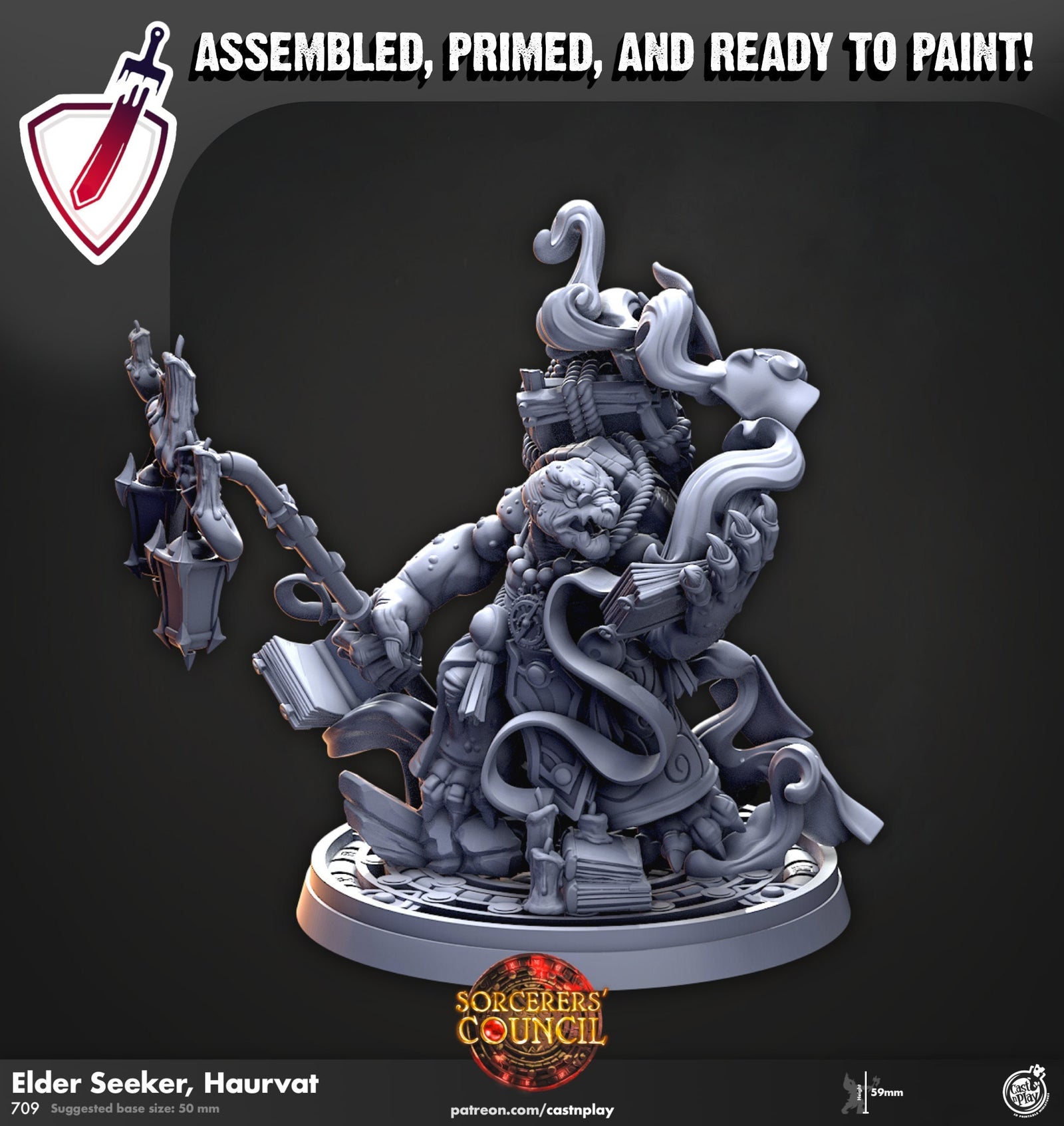 Elder Seeker, Haurvat | Miniature by Cast n Play | Mini for tabletop gaming, D&D, Pathfinder, and painting | Assembled and Primed - Brush and Battle
