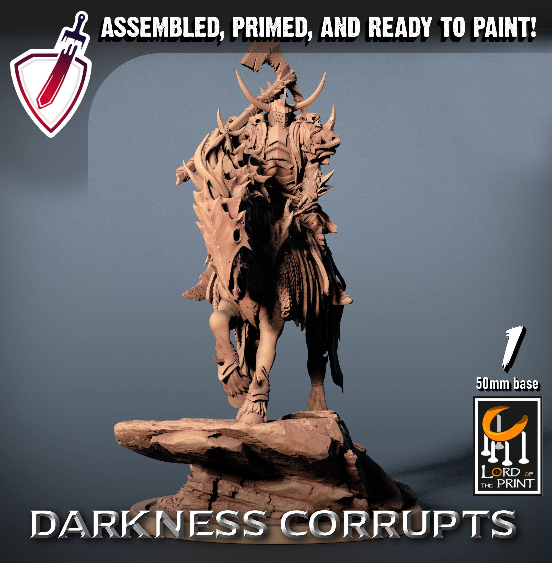 Mounted Death Horses (1-5) | Miniatures by Lord of the Print | Resin Mini for Tabletop Gaming, D&D, Pathfinder, Painting | Assembled +Primed - Brush and Battle