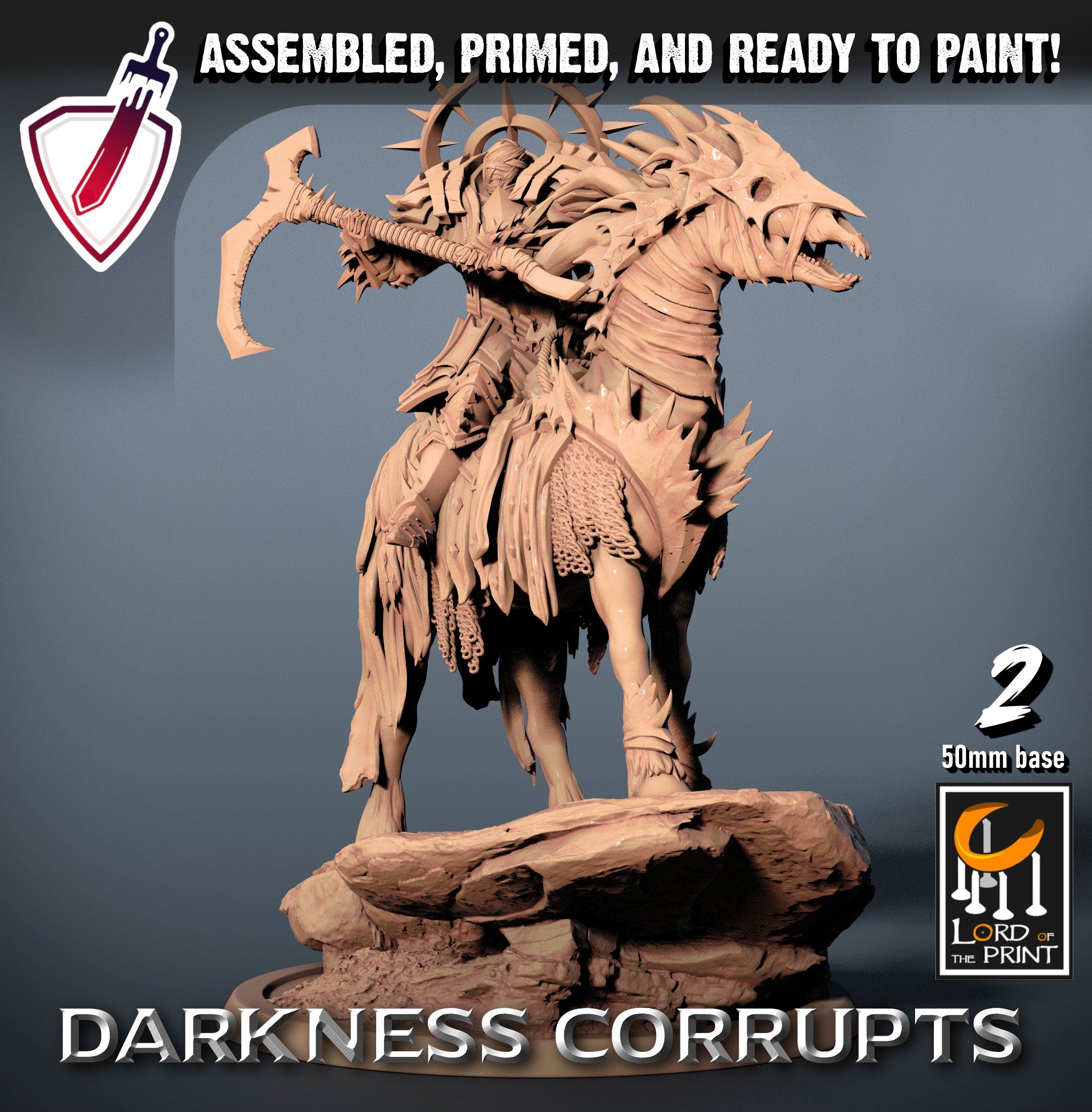 Mounted Death Horses (1-5) | Miniatures by Lord of the Print | Resin Mini for Tabletop Gaming, D&D, Pathfinder, Painting | Assembled +Primed - Brush and Battle