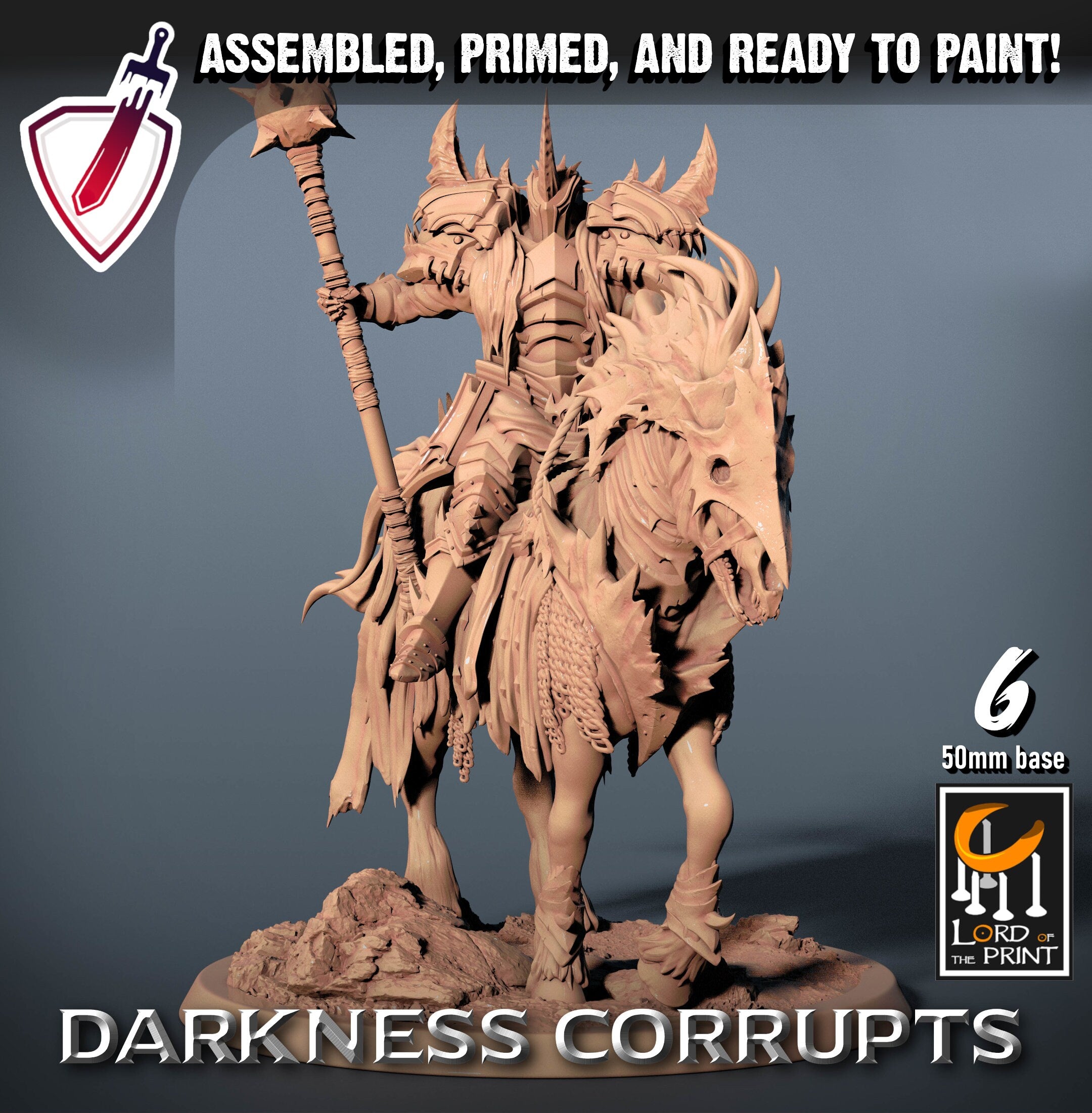 Mounted Death Horses (6-10)| Miniatures by Lord of the Print | Resin Mini for Tabletop Gaming, D&D, Pathfinder, Painting | Assembled +Primed - Brush and Battle
