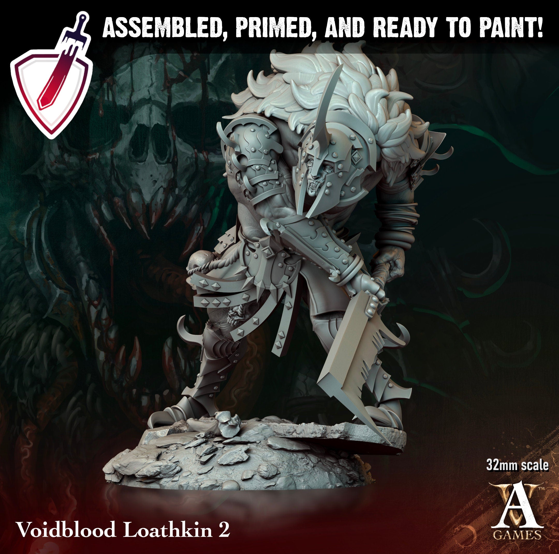 Voidblood Loathkin | Miniatures by Archvillain Games | Resin Mini for Tabletop Gaming, D&D, Pathfinder, and Painting | Assembled and Primed - Brush and Battle