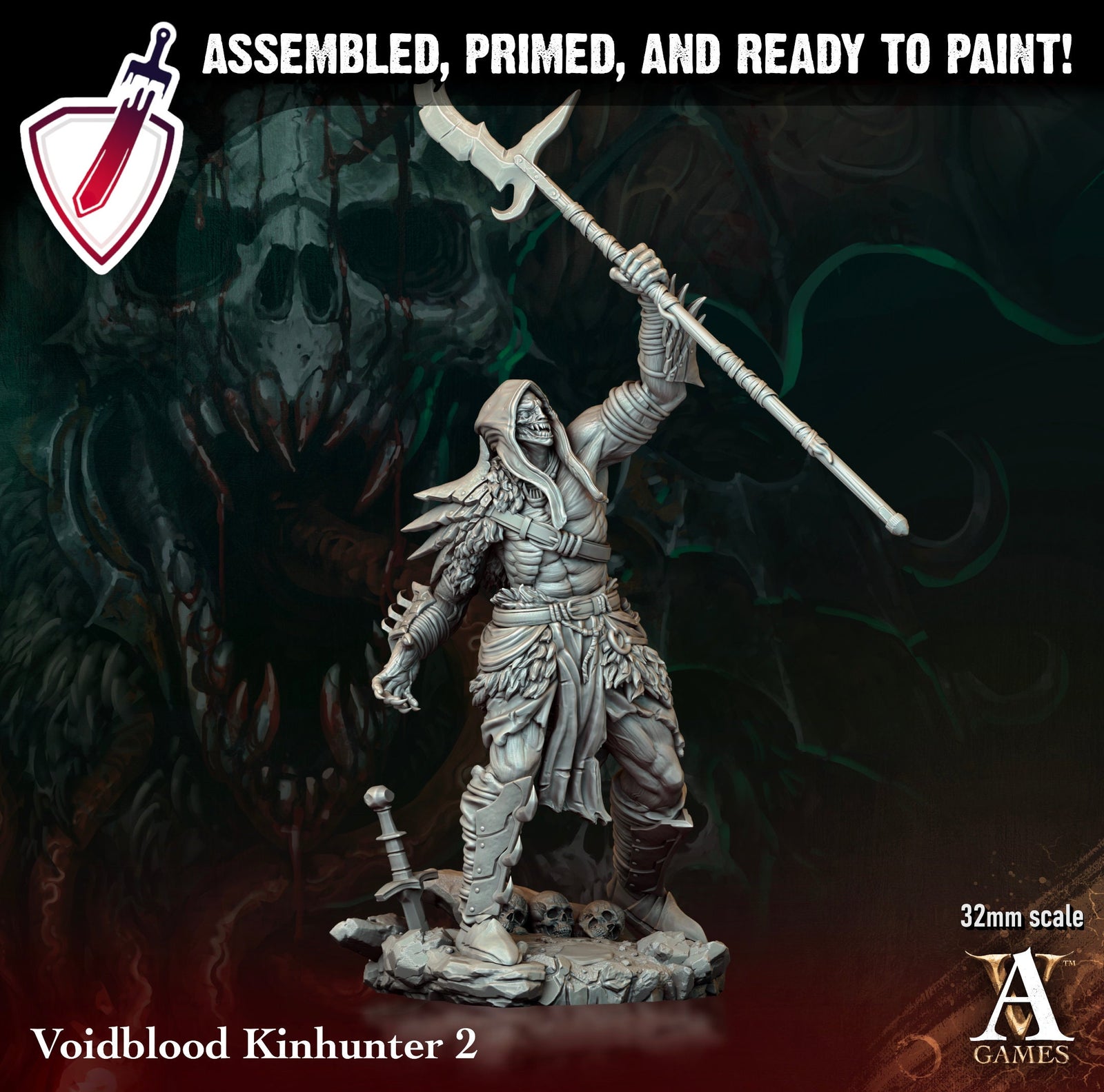 Voidblood Kinhunter | Miniatures by Archvillain Games | Resin Mini for Tabletop Gaming, D&D, Pathfinder, and Painting | Assembled and Primed - Brush and Battle