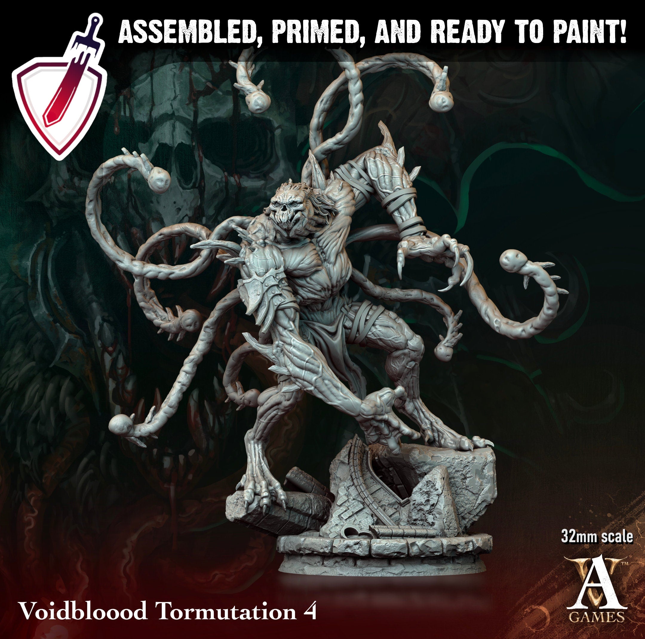 Voidbloood Tormutation | Miniatures by Archvillain Games | Resin Mini for Tabletop Gaming, D&D, Pathfinder, Painting | Assembled + Primed - Brush and Battle