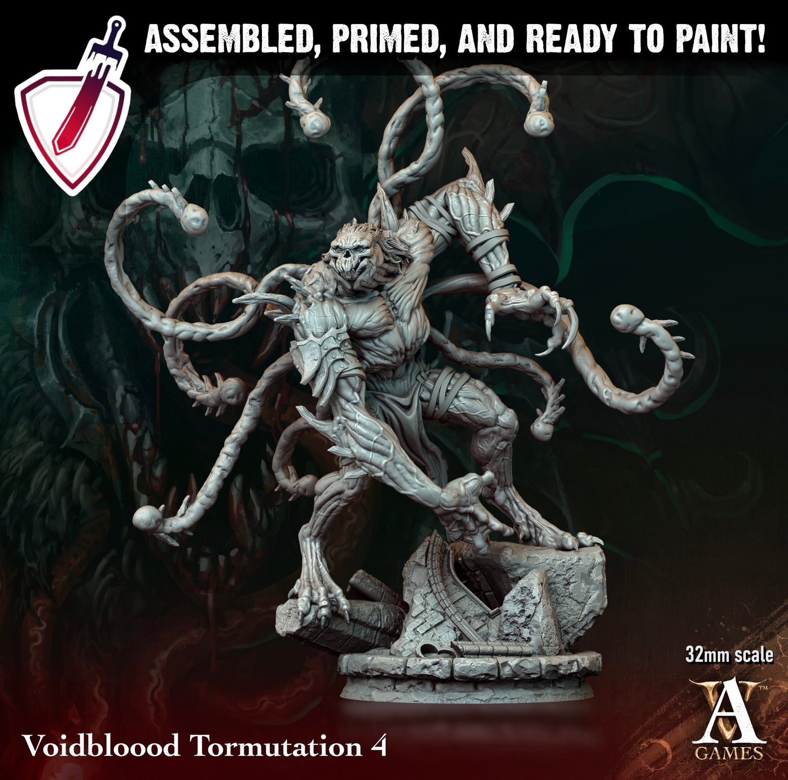 Voidbloood Tormutation | Miniatures by Archvillain Games | Resin Mini for Tabletop Gaming, D&D, Pathfinder, Painting | Assembled + Primed - Brush and Battle