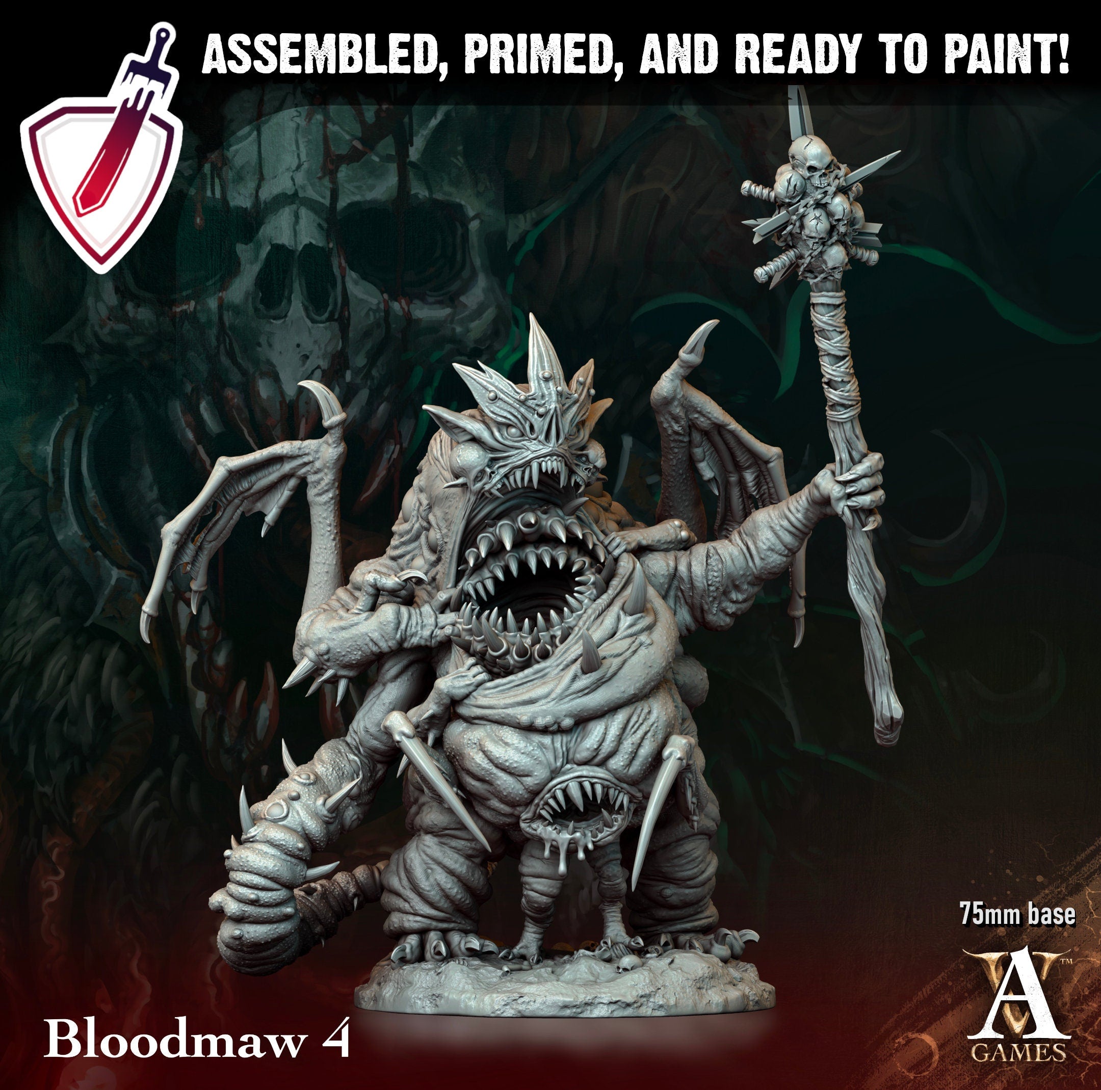 Bloodmaw | Miniatures by Archvillain Games | Resin Mini for Tabletop Gaming, D&D, Pathfinder, and Painting | Assembled and Primed - Brush and Battle
