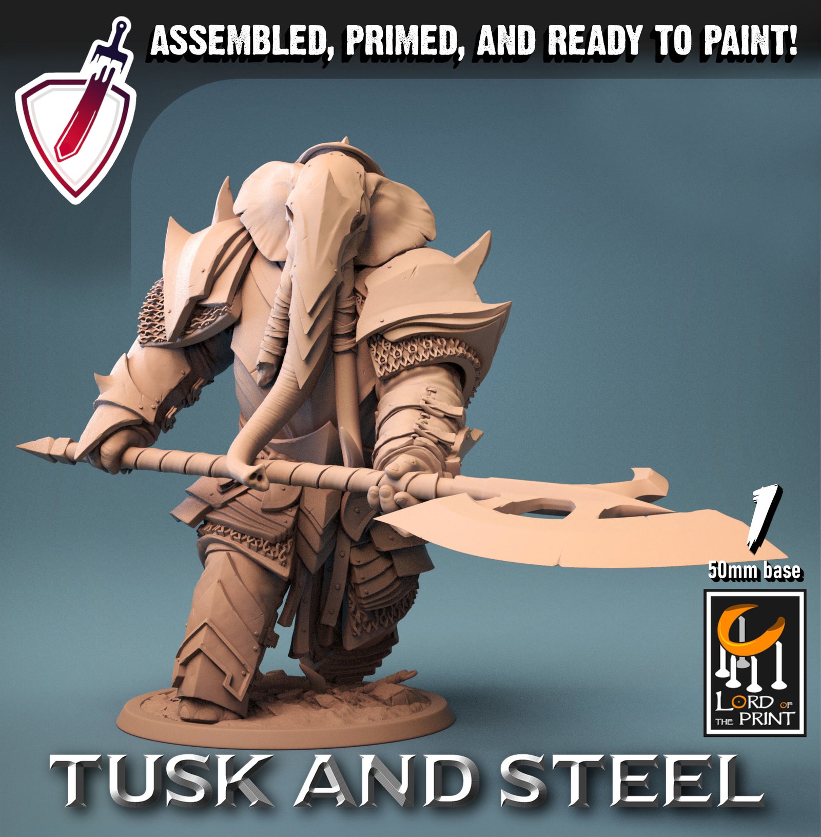 Loxodons | Miniatures by Lord of the Print | Resin Mini for Tabletop Gaming, D&D, Pathfinder, and Painting | Assembled and Primed - Brush and Battle