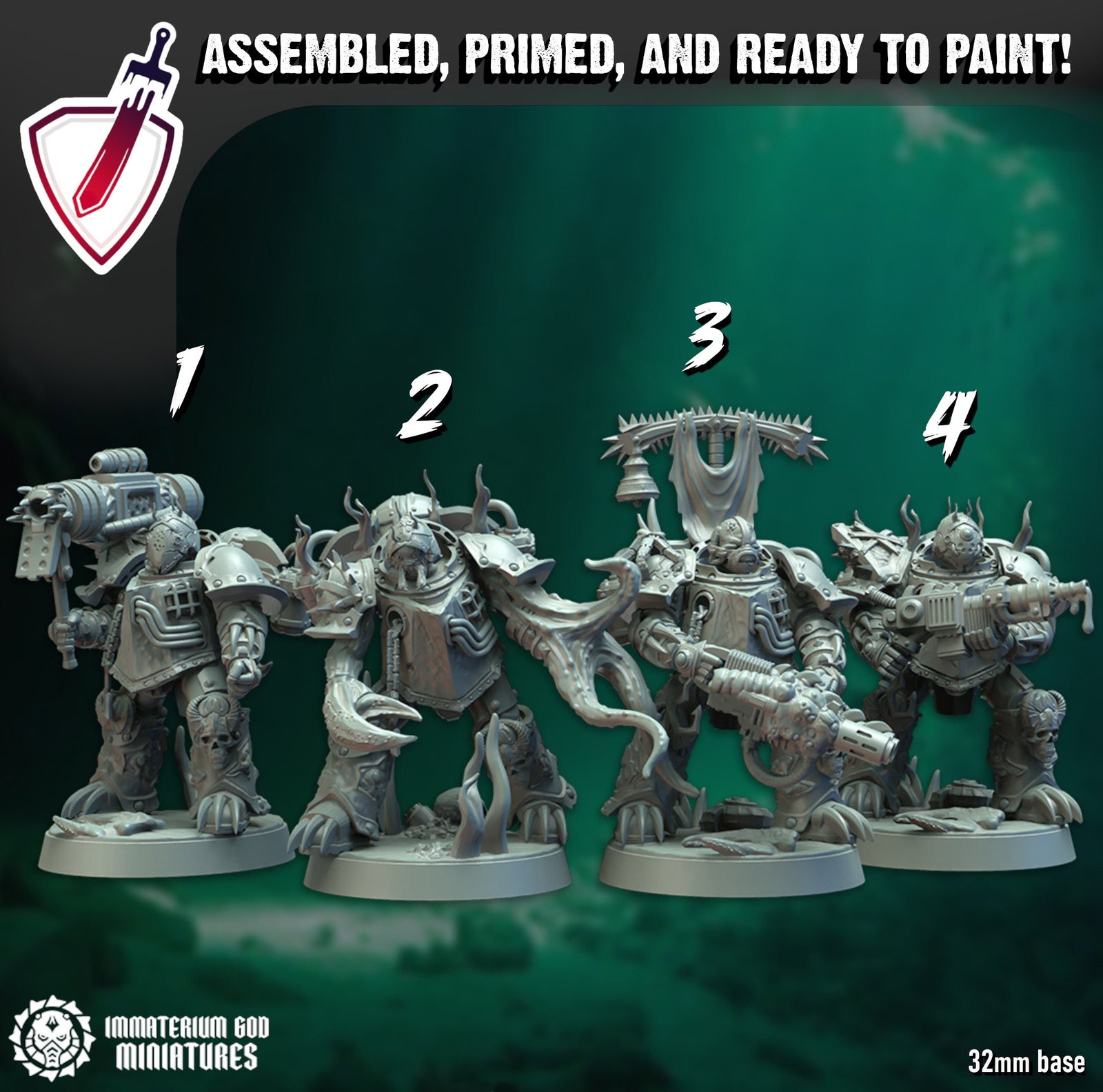 Abyss champions | Miniatures by Immaterium God | Resin Mini for Tabletop Gaming, D&D, Wargaming, and Painting | Assembled and Primed - Brush and Battle