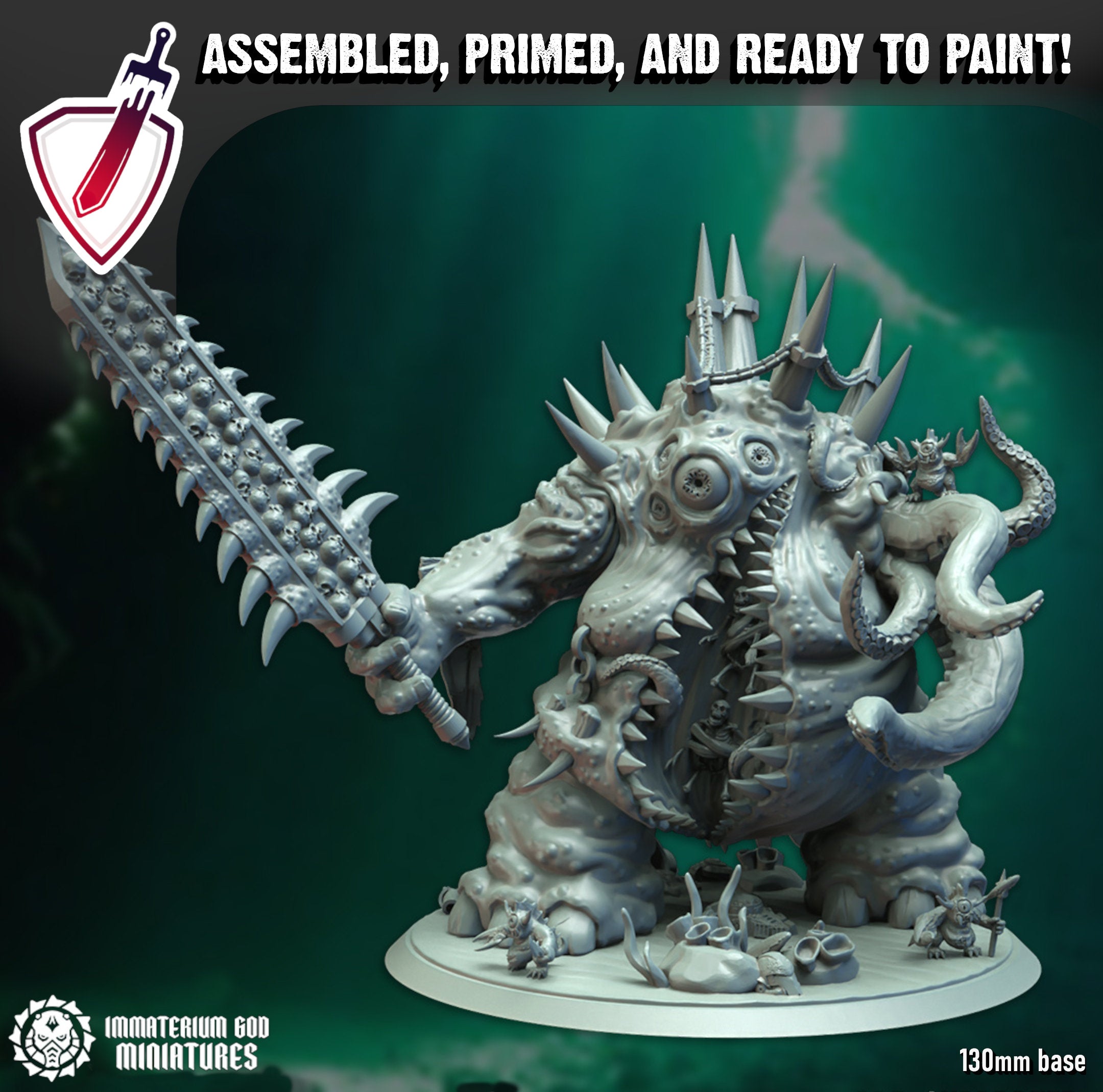 Mortigus Demon | (Massive) Miniature by Immaterium God | Resin Mini for Tabletop Gaming, D&D, Wargaming, and Painting | Assembled and Primed - Brush and Battle